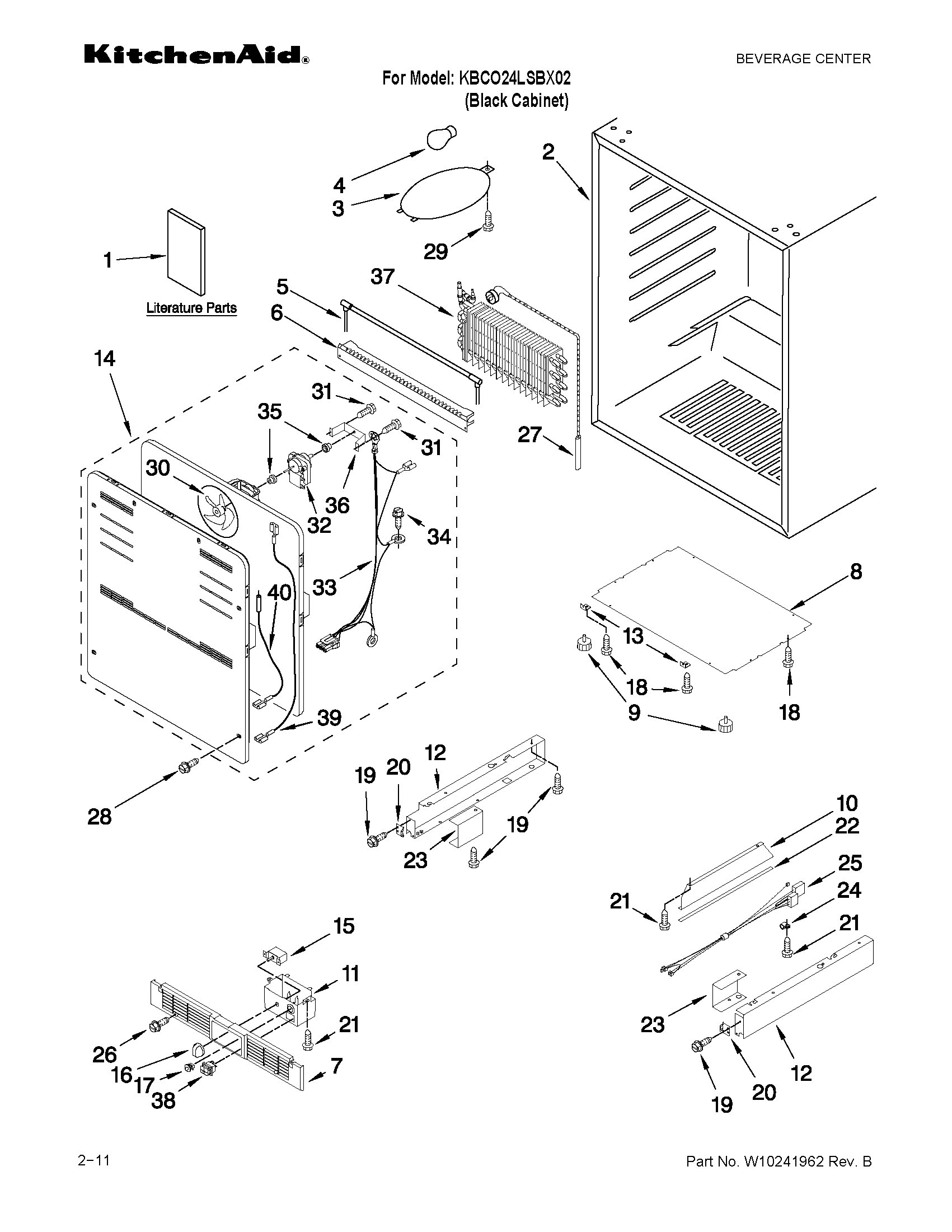 KitchenAid KBCO24LSBX02 cabinet parts diagram