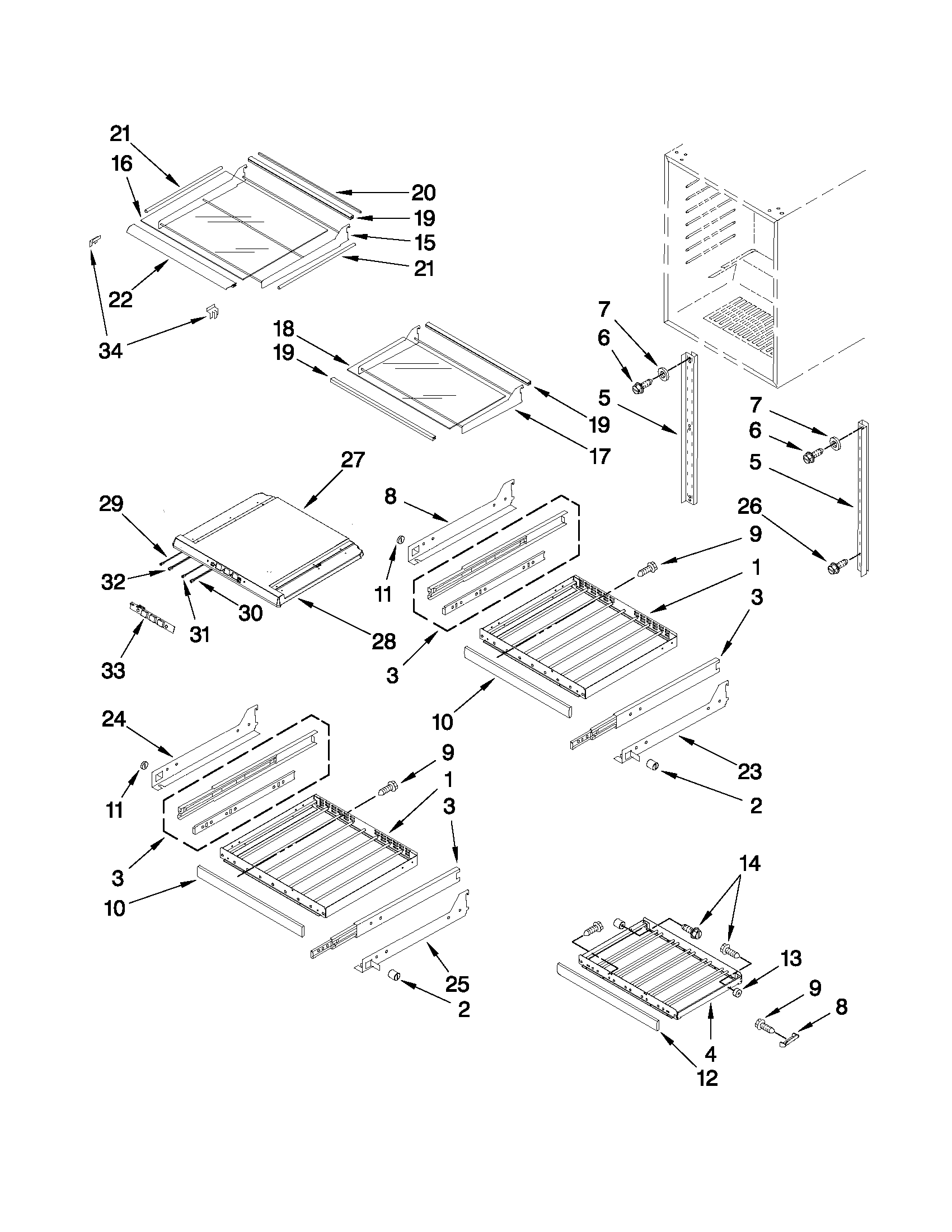 KitchenAid KBCO24LSBX02 shelf parts diagram