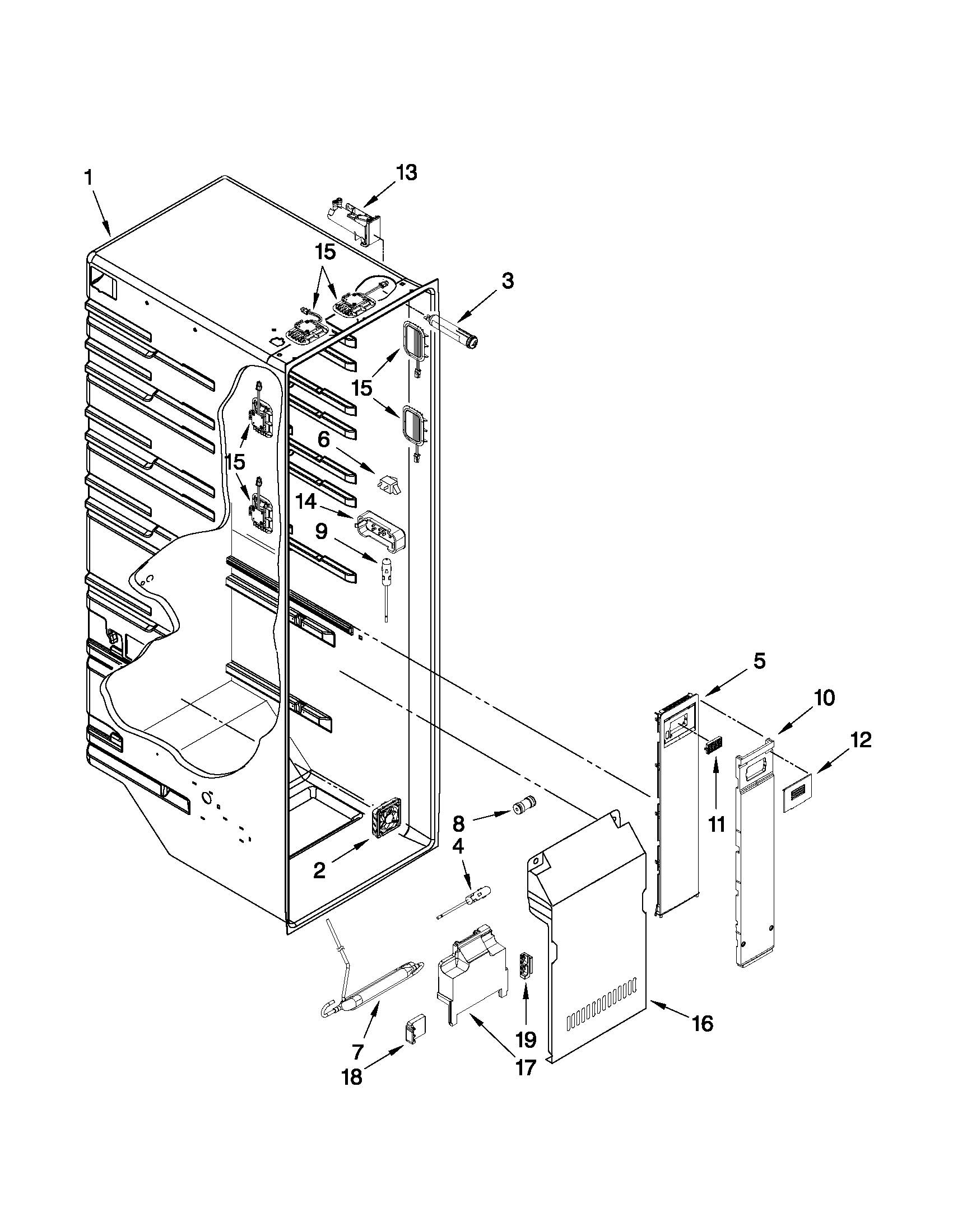 Whirlpool BRS70HRANA00 refrigerator liner parts diagram