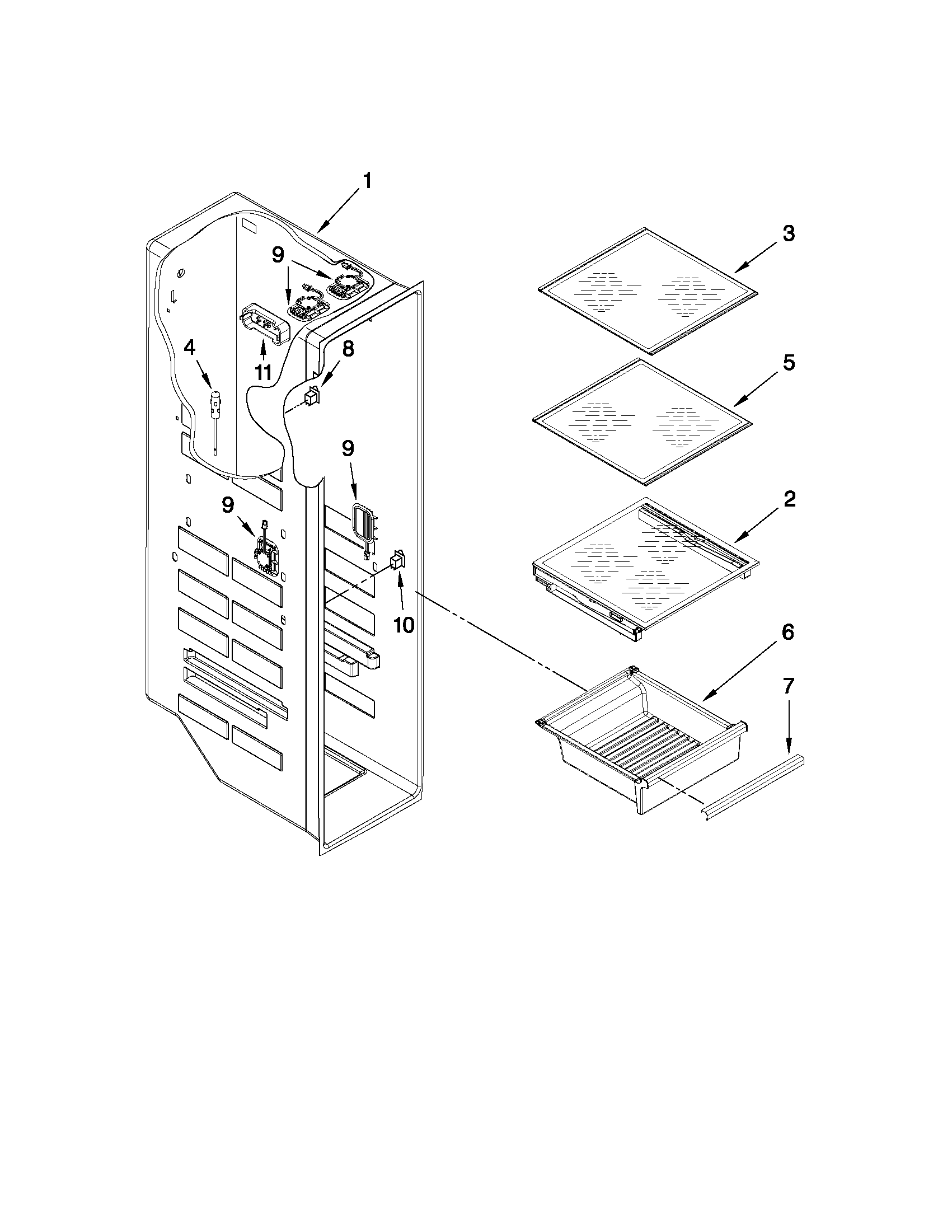 Whirlpool BRS70HRANA00 freezer liner parts diagram