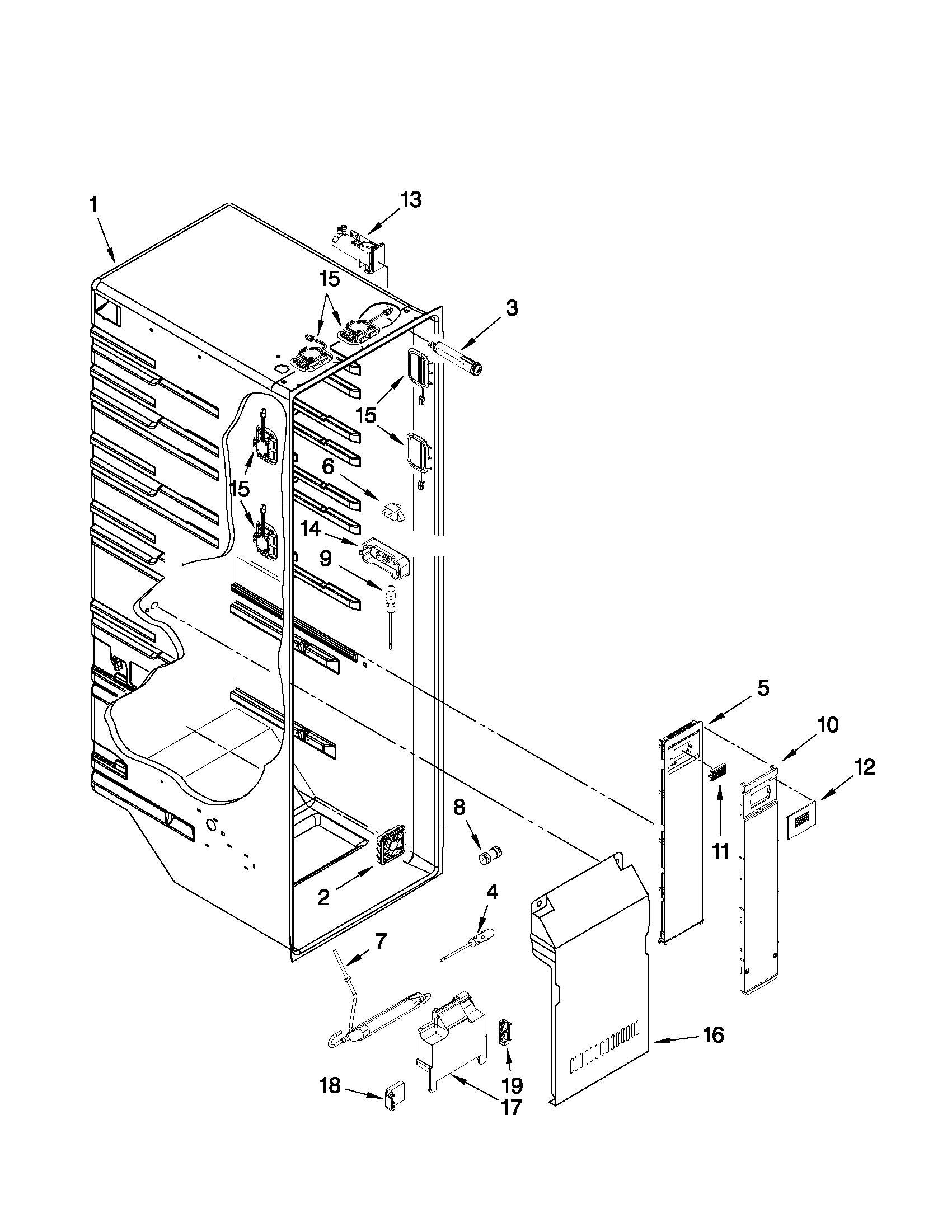 Whirlpool BRS70HRBNA00 refrigerator liner parts diagram