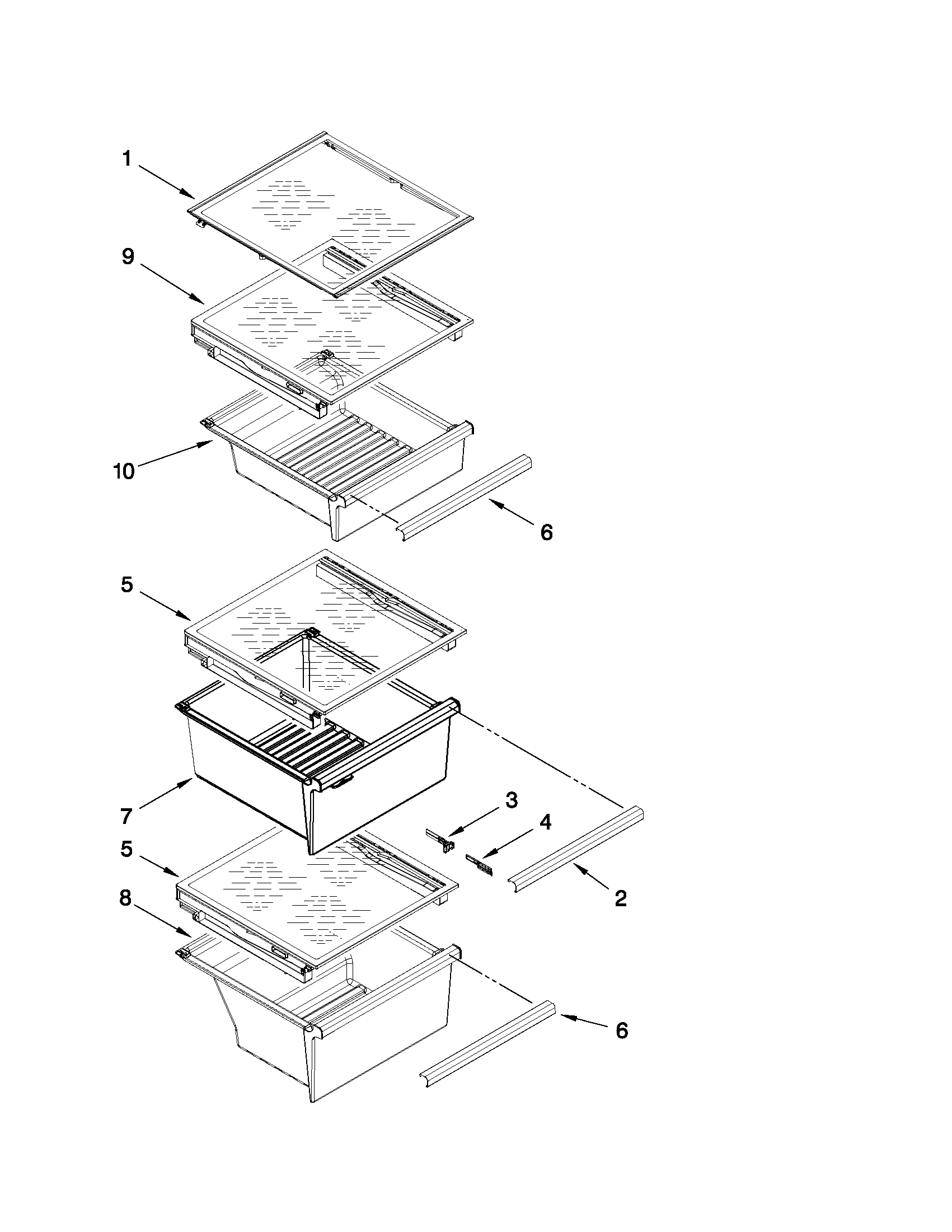 Whirlpool BRS70HRBNA00 refrigerator shelf parts diagram