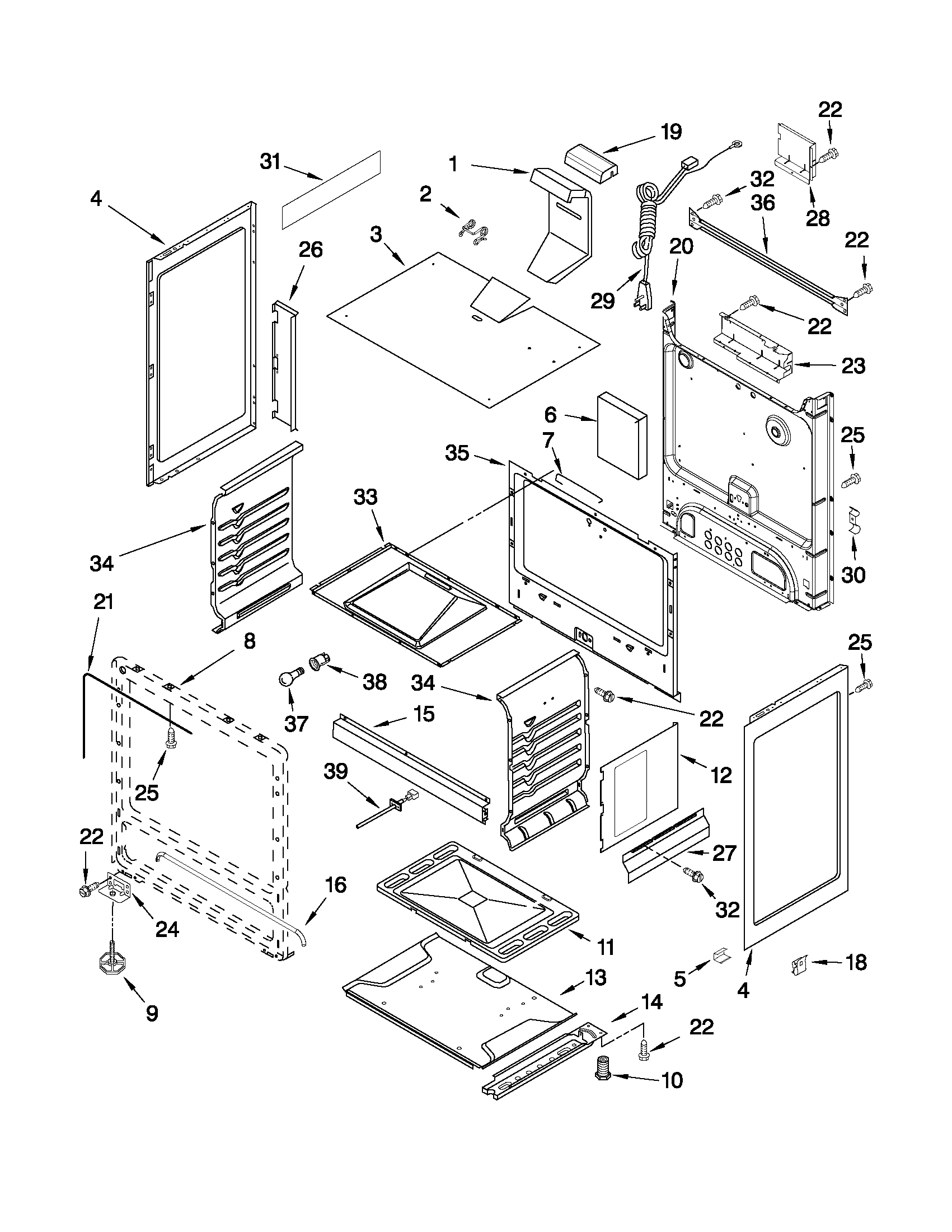 Whirlpool WFG114SWB0 chassis parts diagram