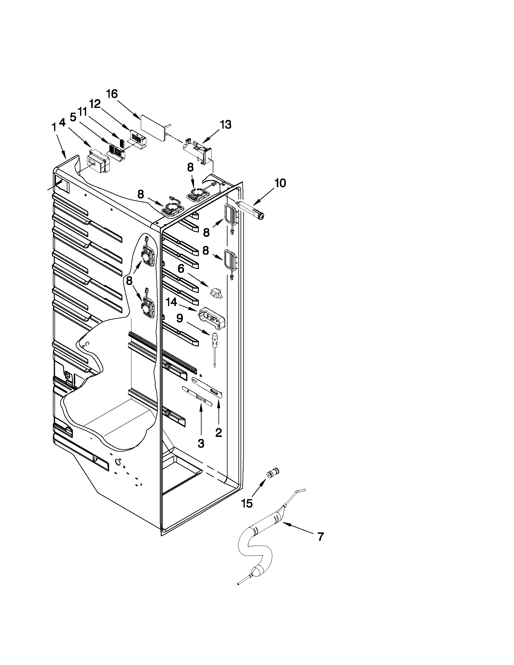 Whirlpool GSC25C6EYY00 refrigerator liner parts diagram