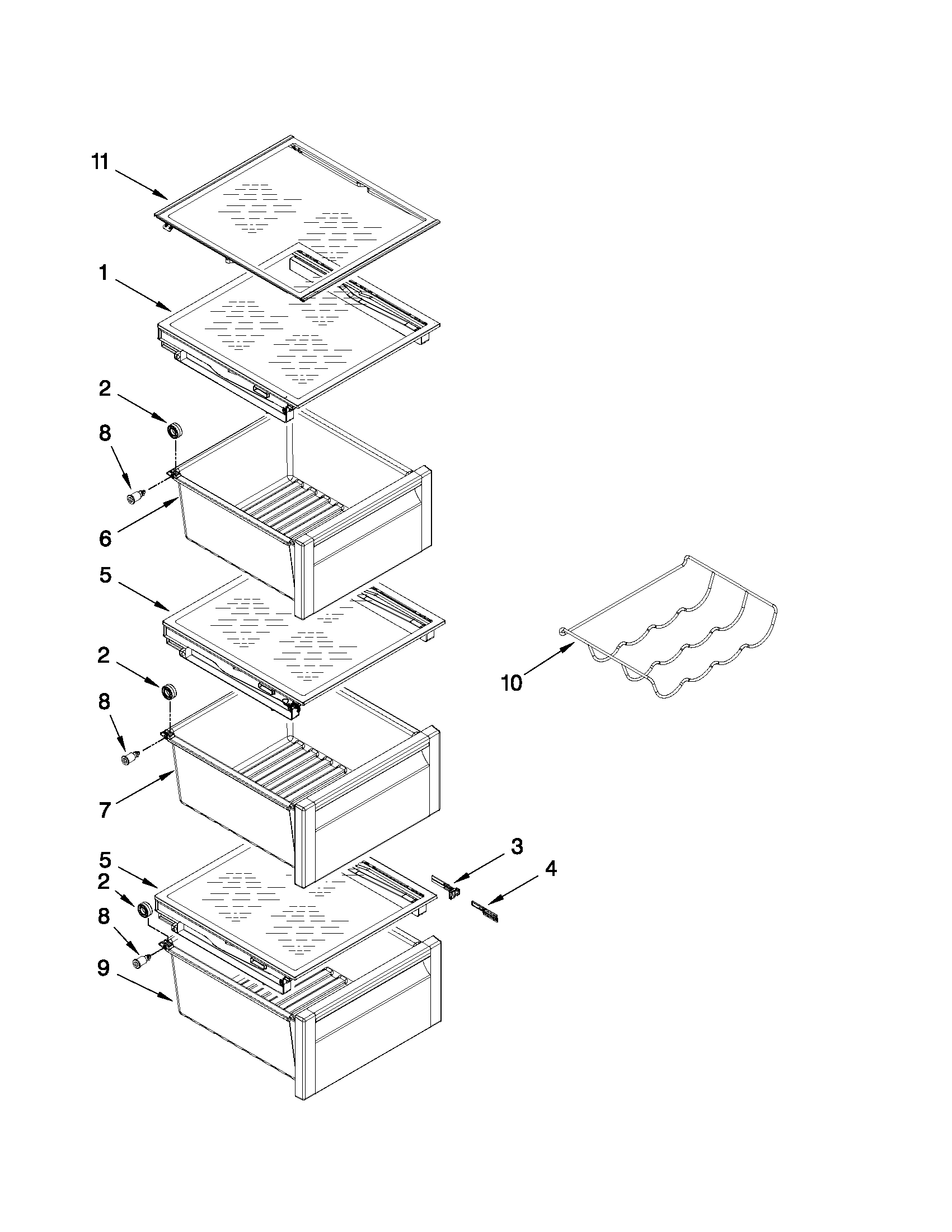 Whirlpool GSC25C6EYY00 refrigerator shelf parts diagram