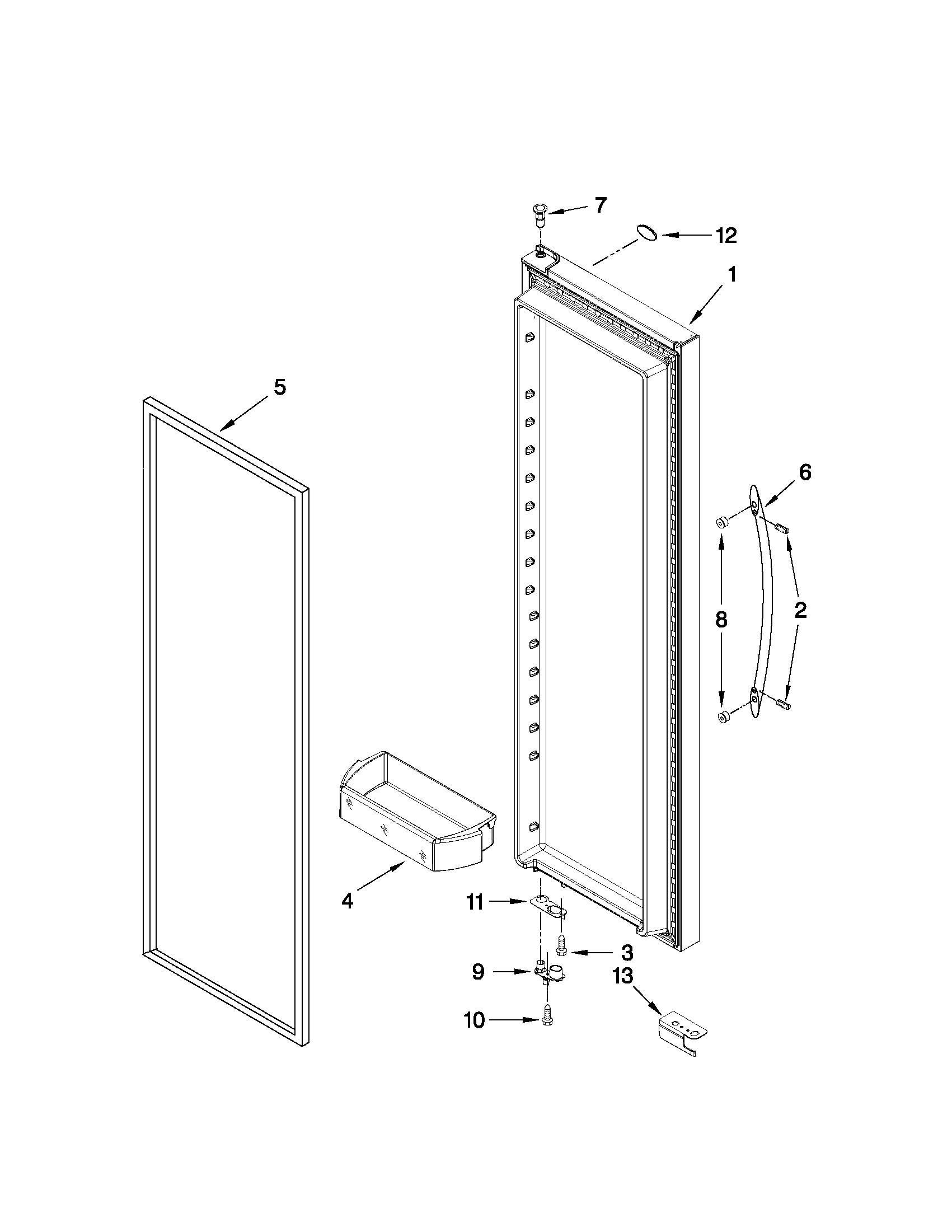 Whirlpool GSC25C6EYY00 refrigerator door parts diagram