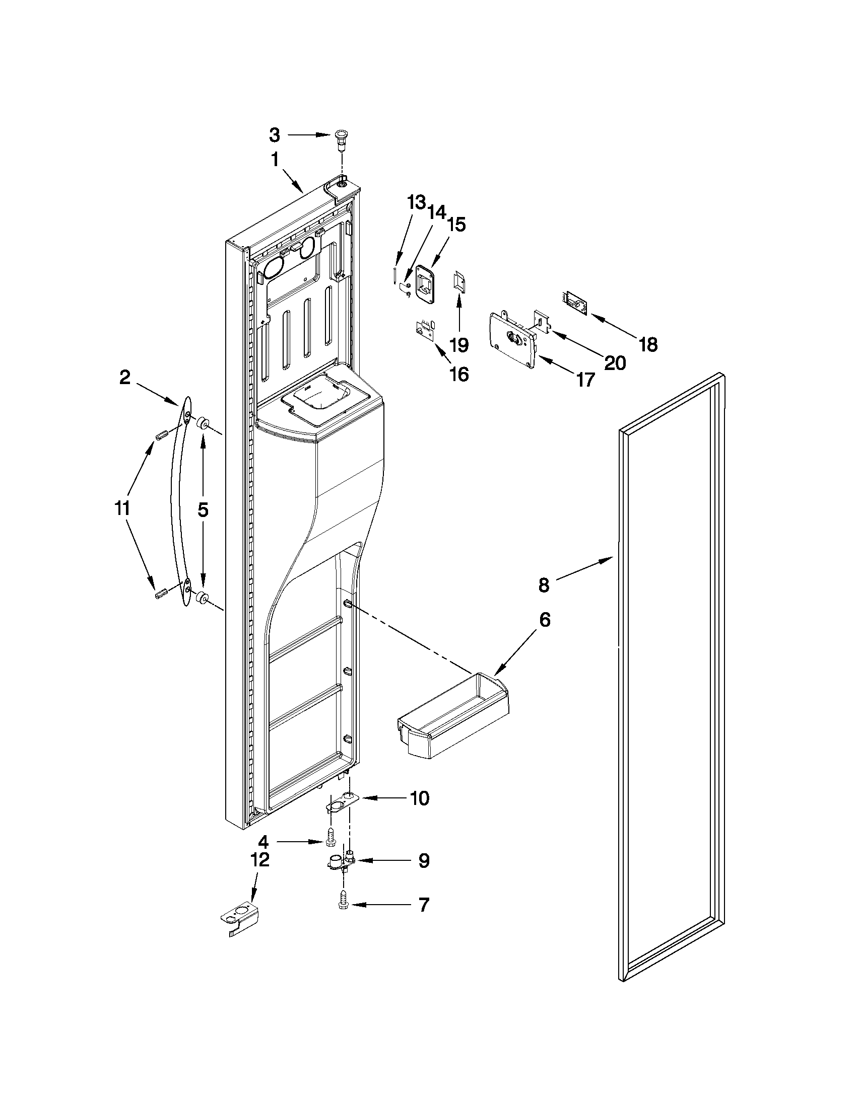 Whirlpool GSC25C6EYY00 freezer door parts diagram