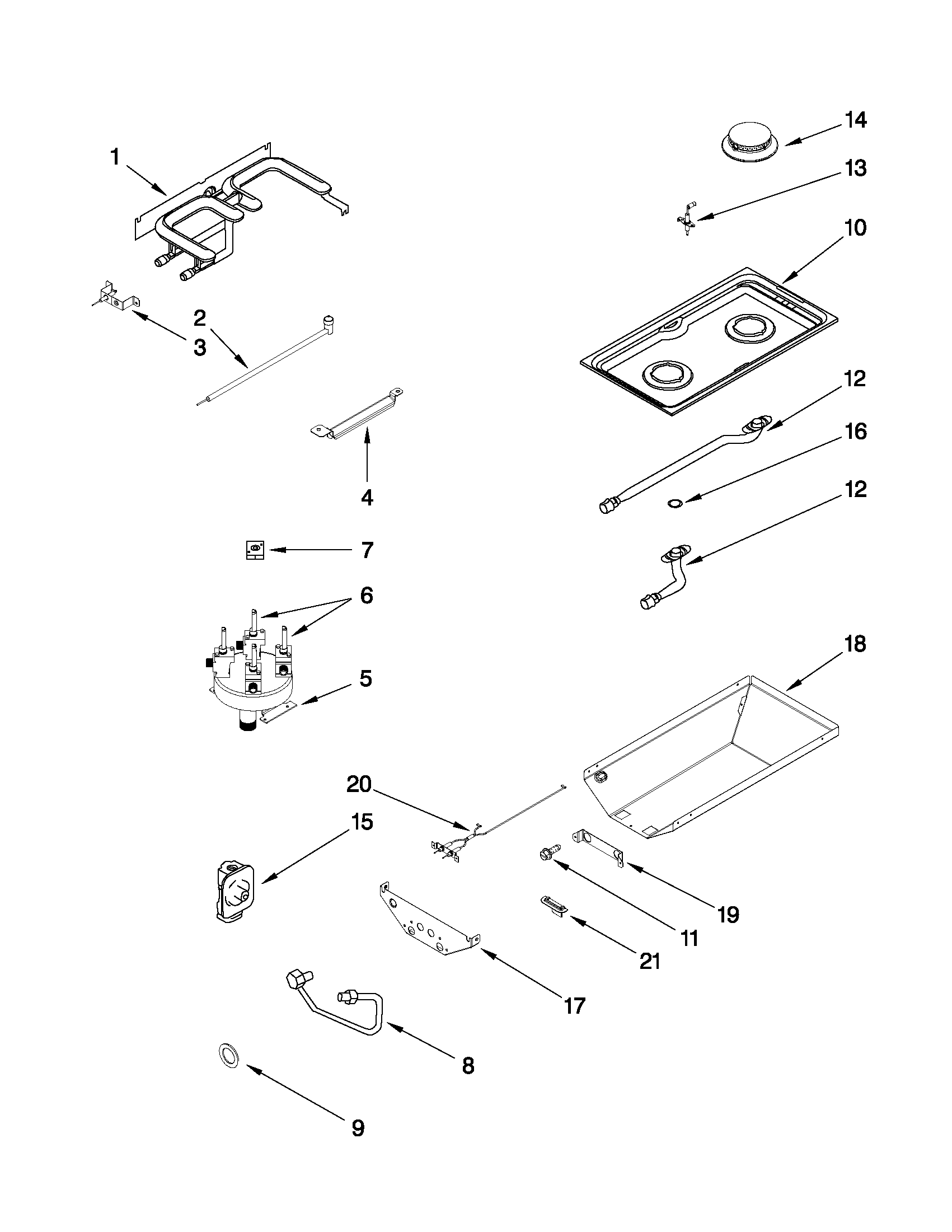Jenn-Air JGD8130ADS20 gas controls diagram