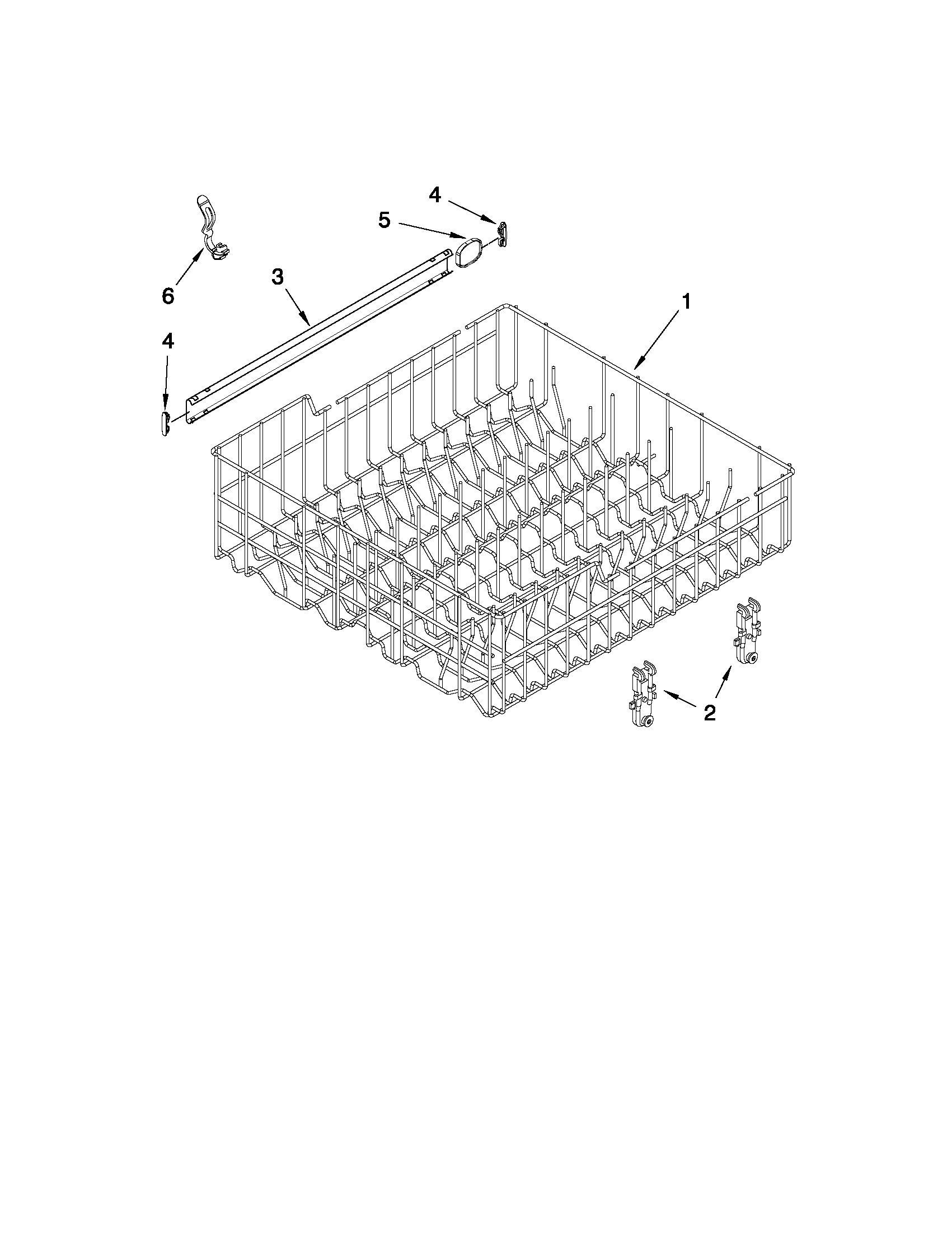 Magic Chef CDB7000AWW2 upper rack and track parts diagram