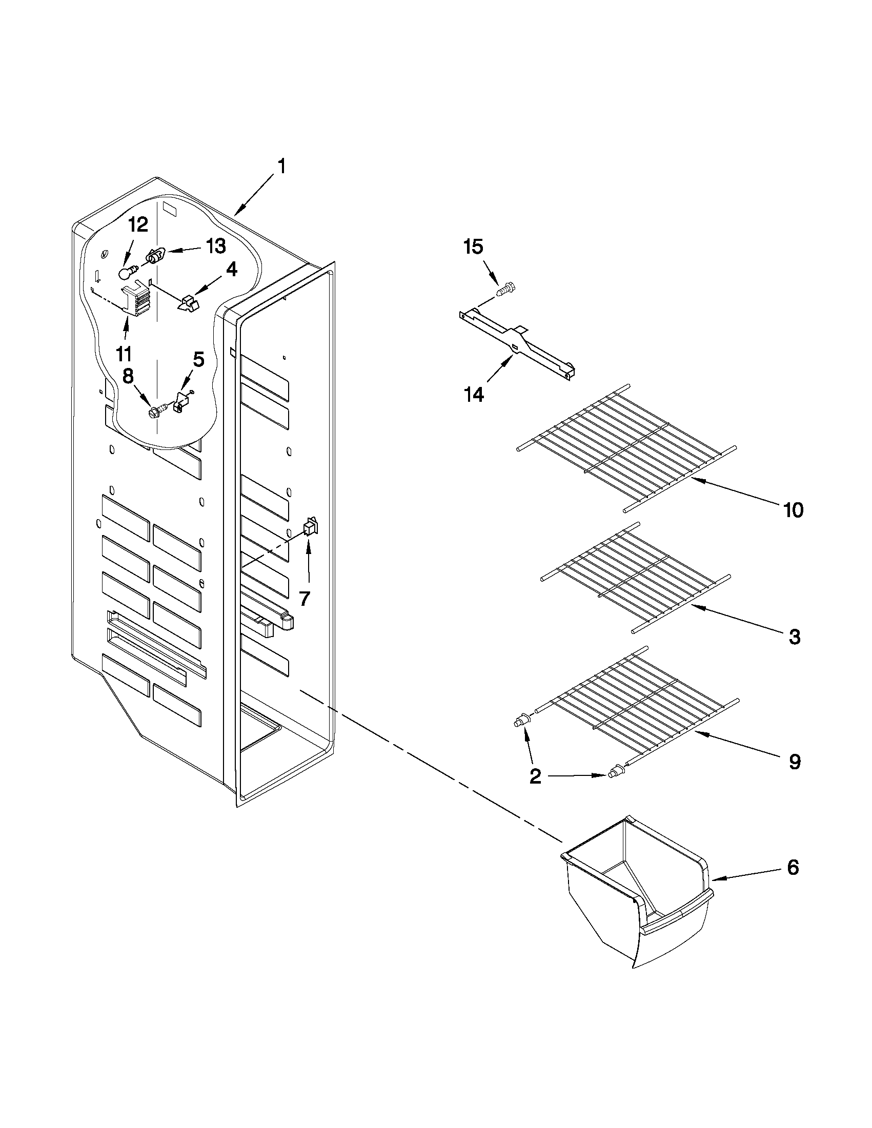 Maytag MSD2573VES02 freezer liner parts diagram