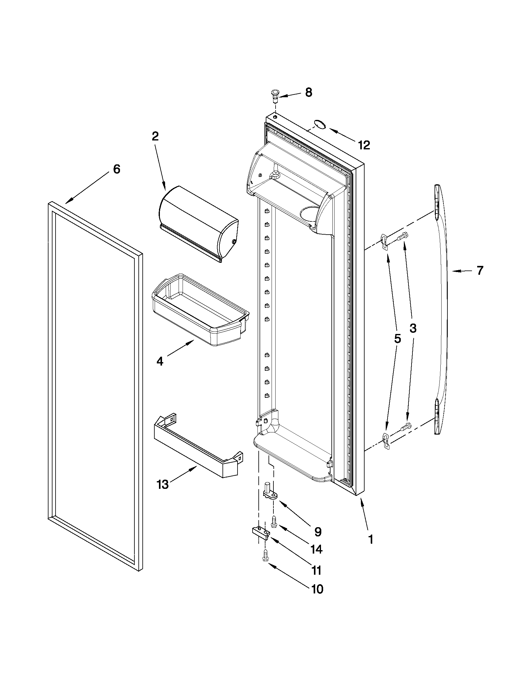 Maytag MSD2573VES02 refrigerator door parts diagram