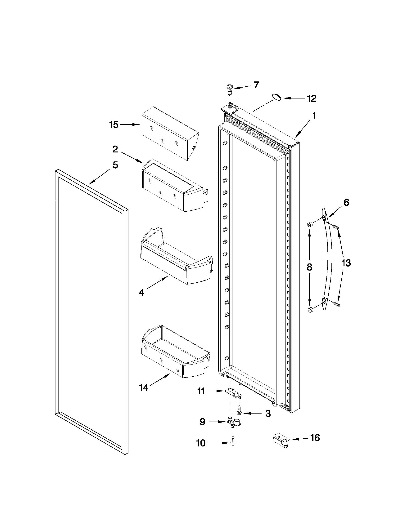 Whirlpool GSF26C4EXW00 refrigerator door parts diagram