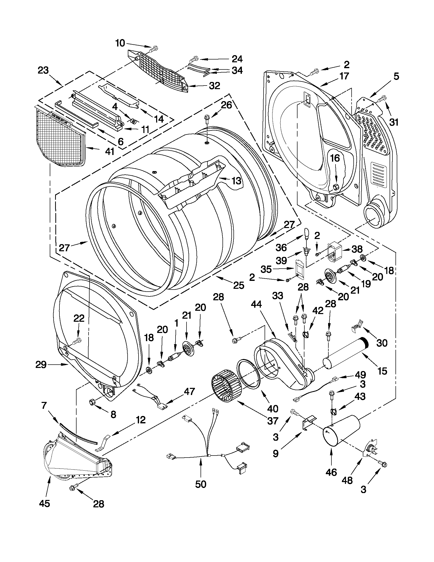 Whirlpool 7MWGD5550XW0 bulkhead parts diagram