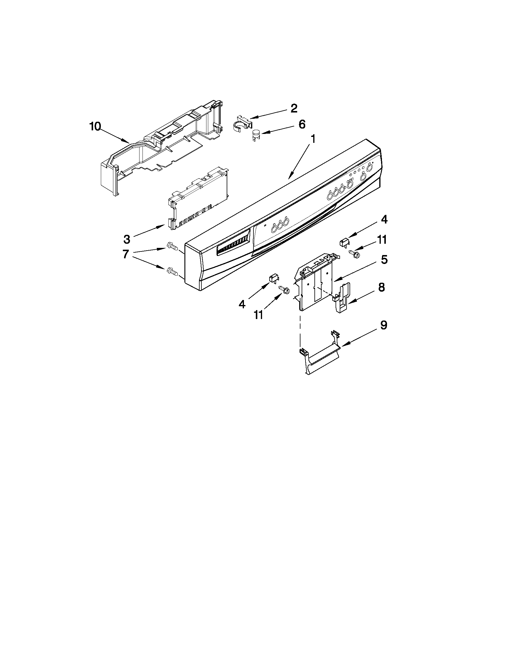 Whirlpool GU3000XTXB2 control panel and latch parts diagram