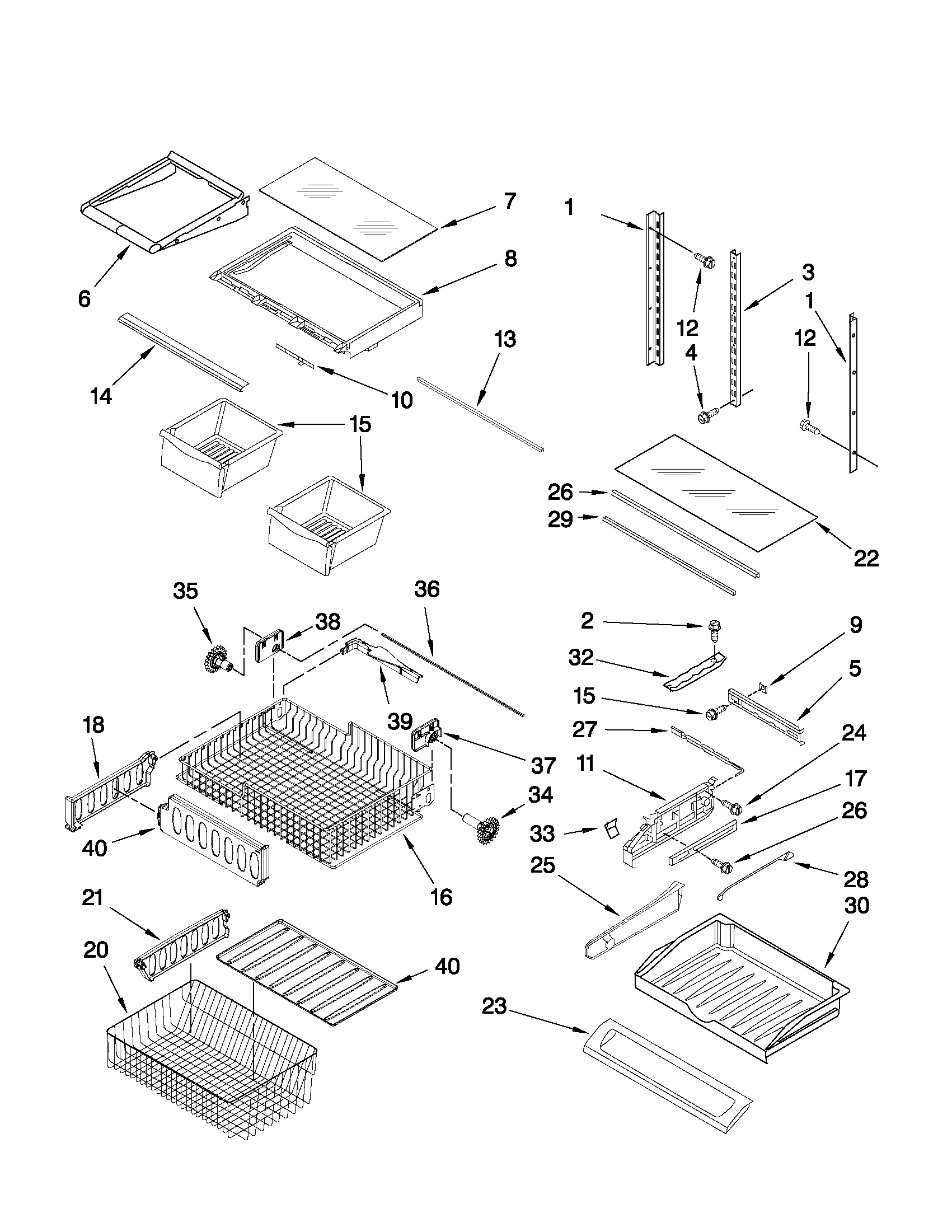 KitchenAid KBRS20EVWH3 shelf parts diagram
