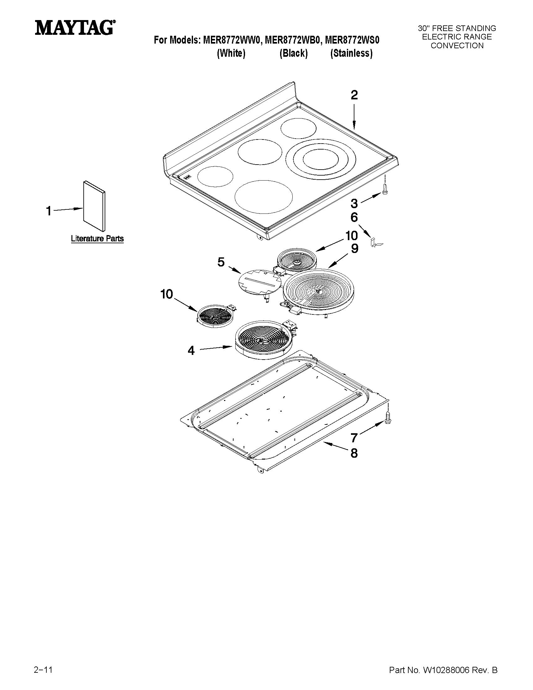 Maytag MER8772WS0 cooktop parts diagram