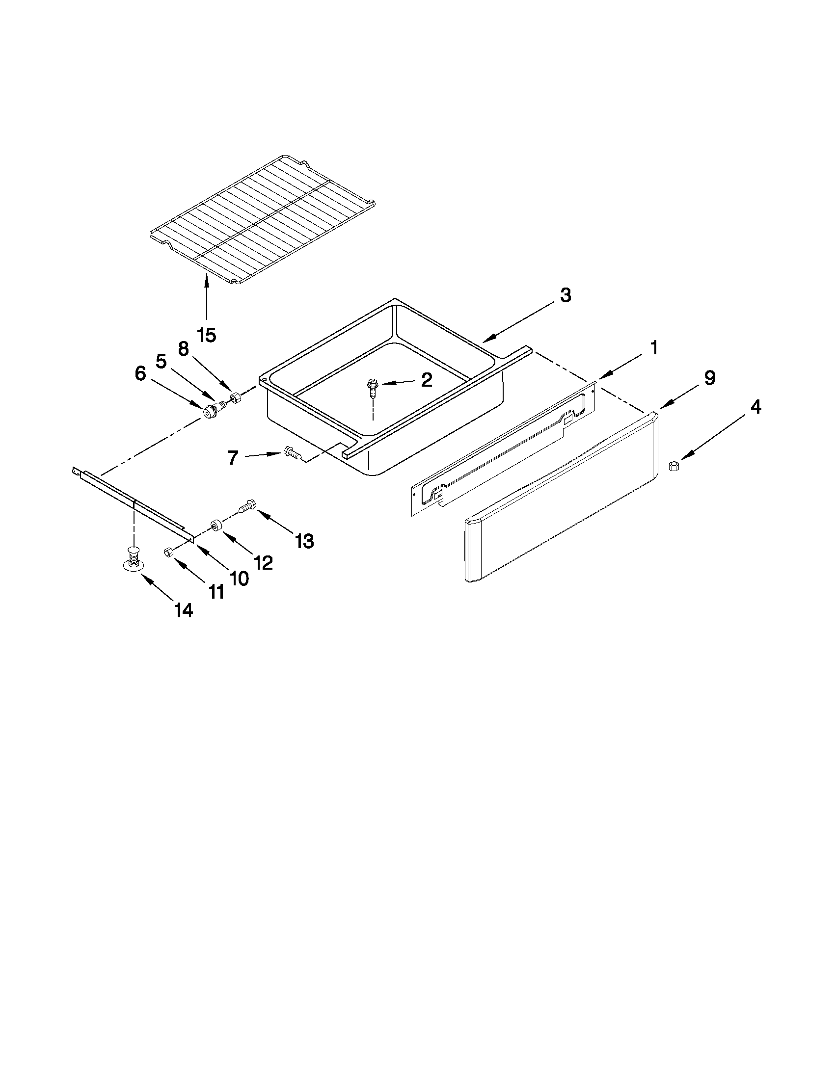 Maytag MER8772WS0 drawer and rack parts diagram