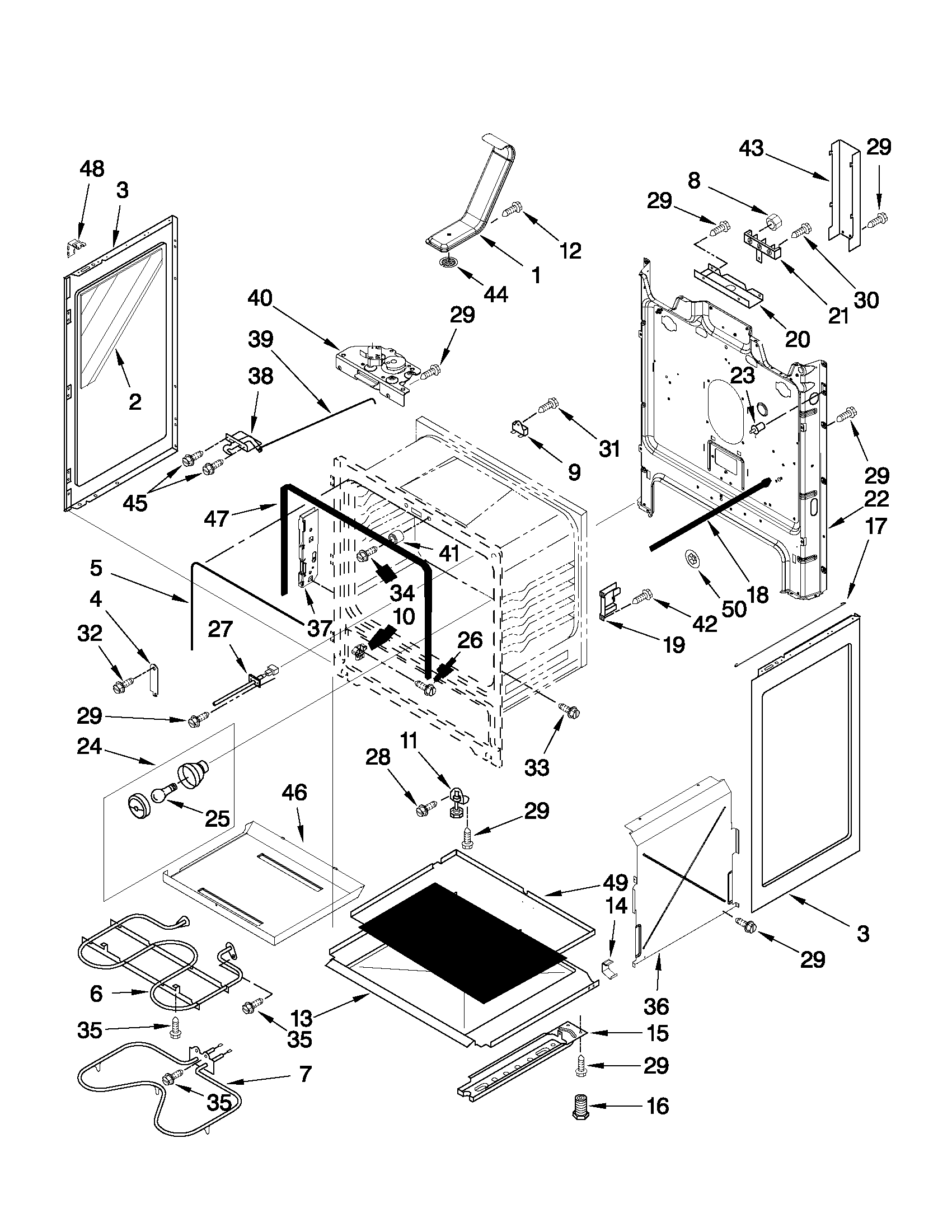 Maytag MER7662WS1 chassis parts diagram