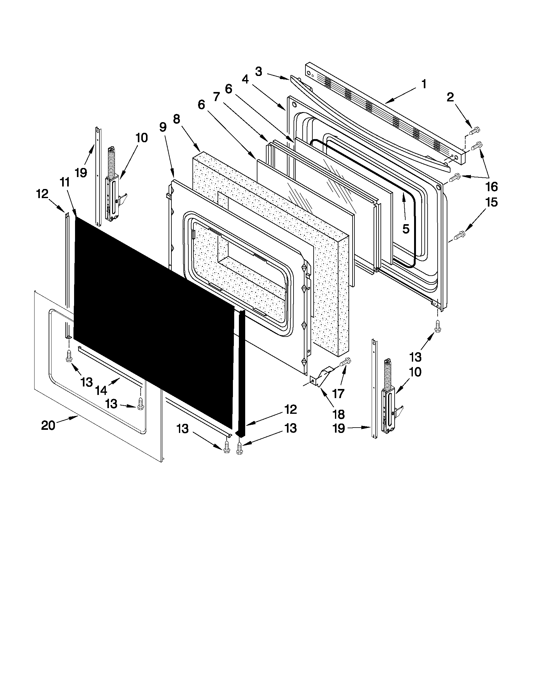 Maytag MER7662WS1 door parts diagram