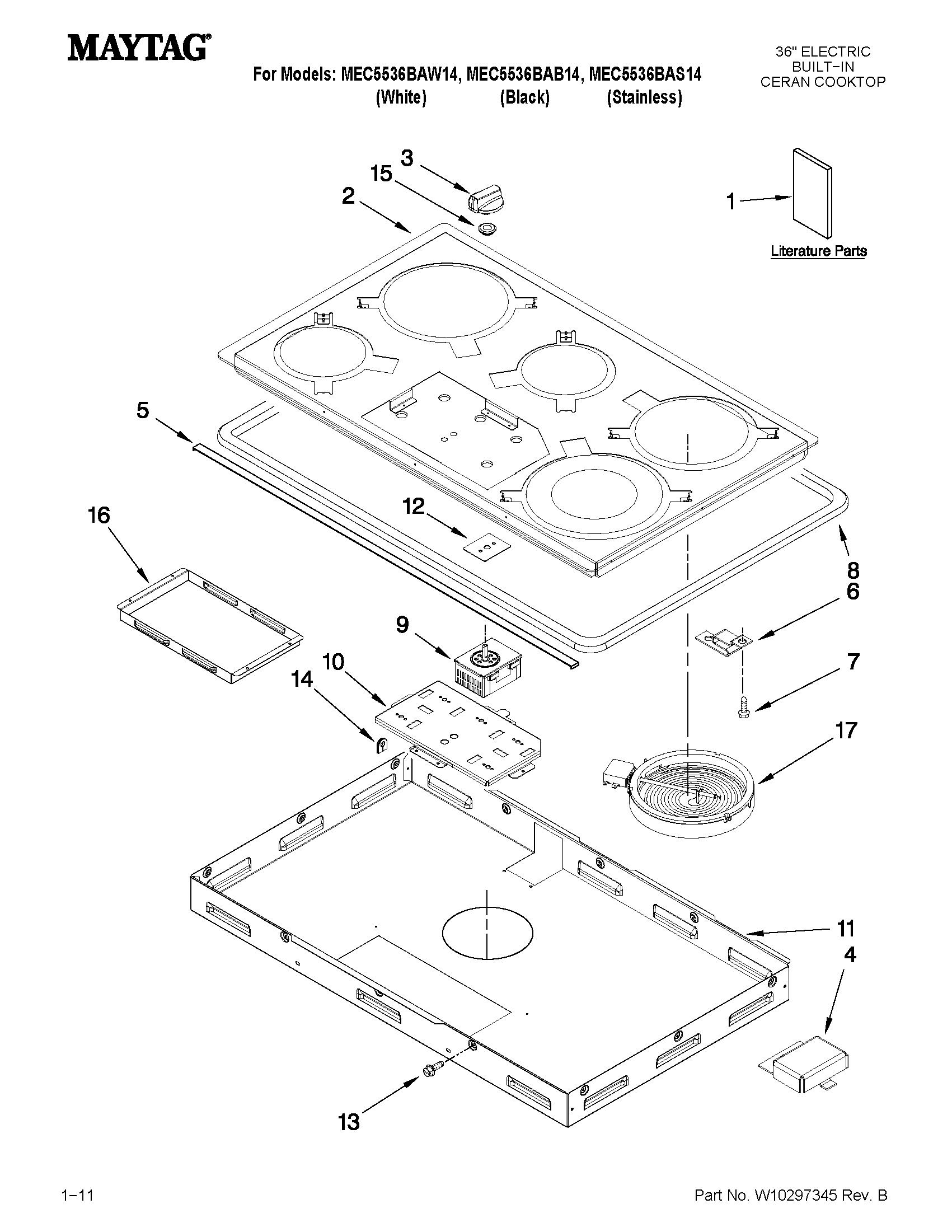 Maytag MEC5536BAB14 cooktop parts diagram