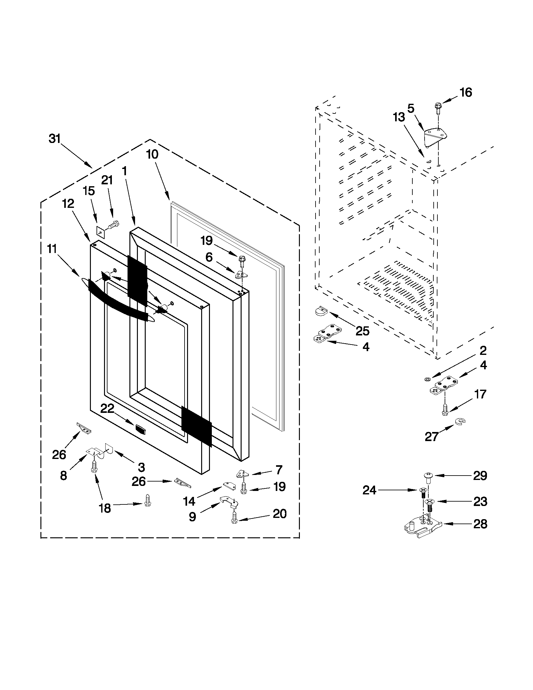 Maytag MBCM24FWBS00 door parts diagram