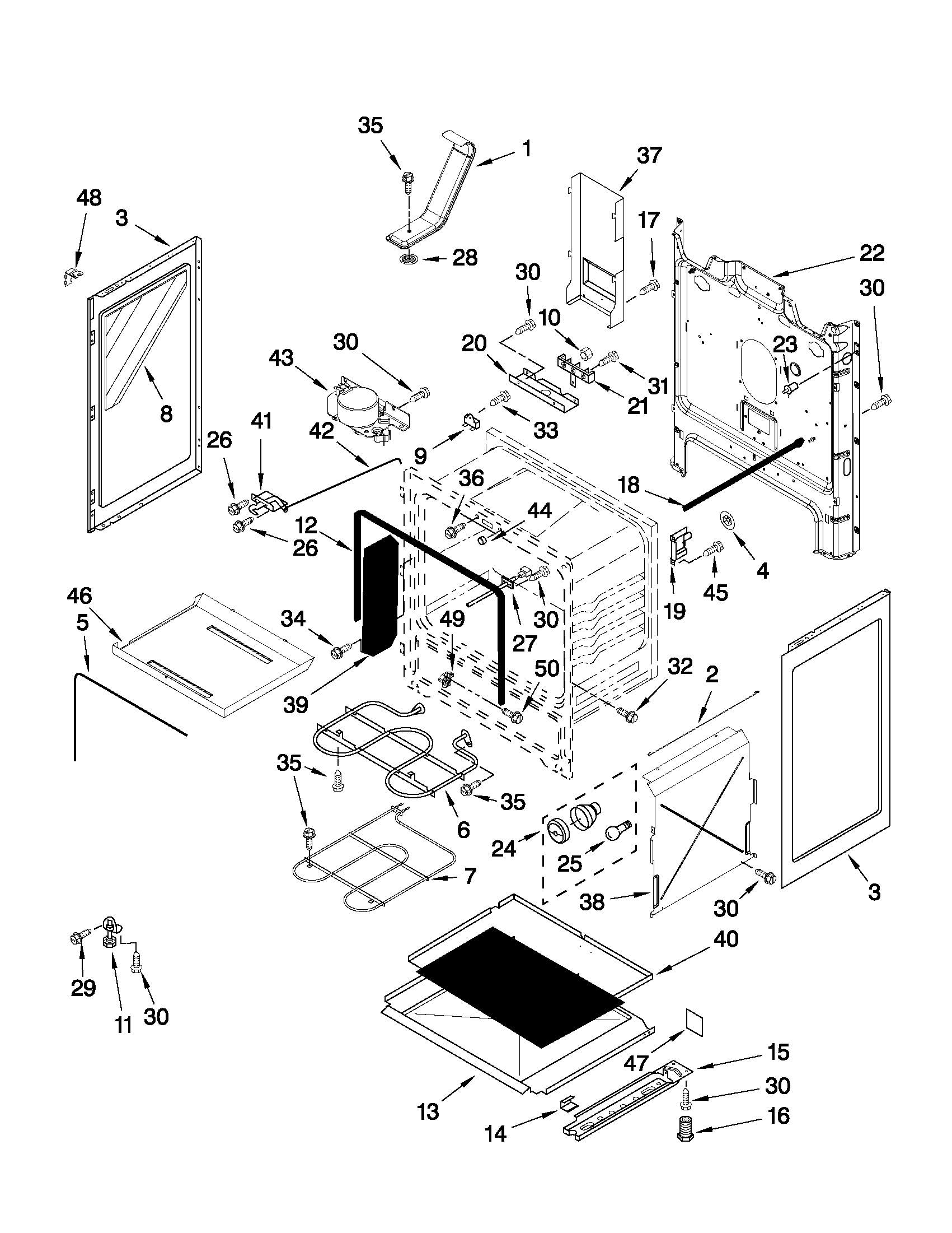 Whirlpool WFE371LVT0 chassis parts diagram