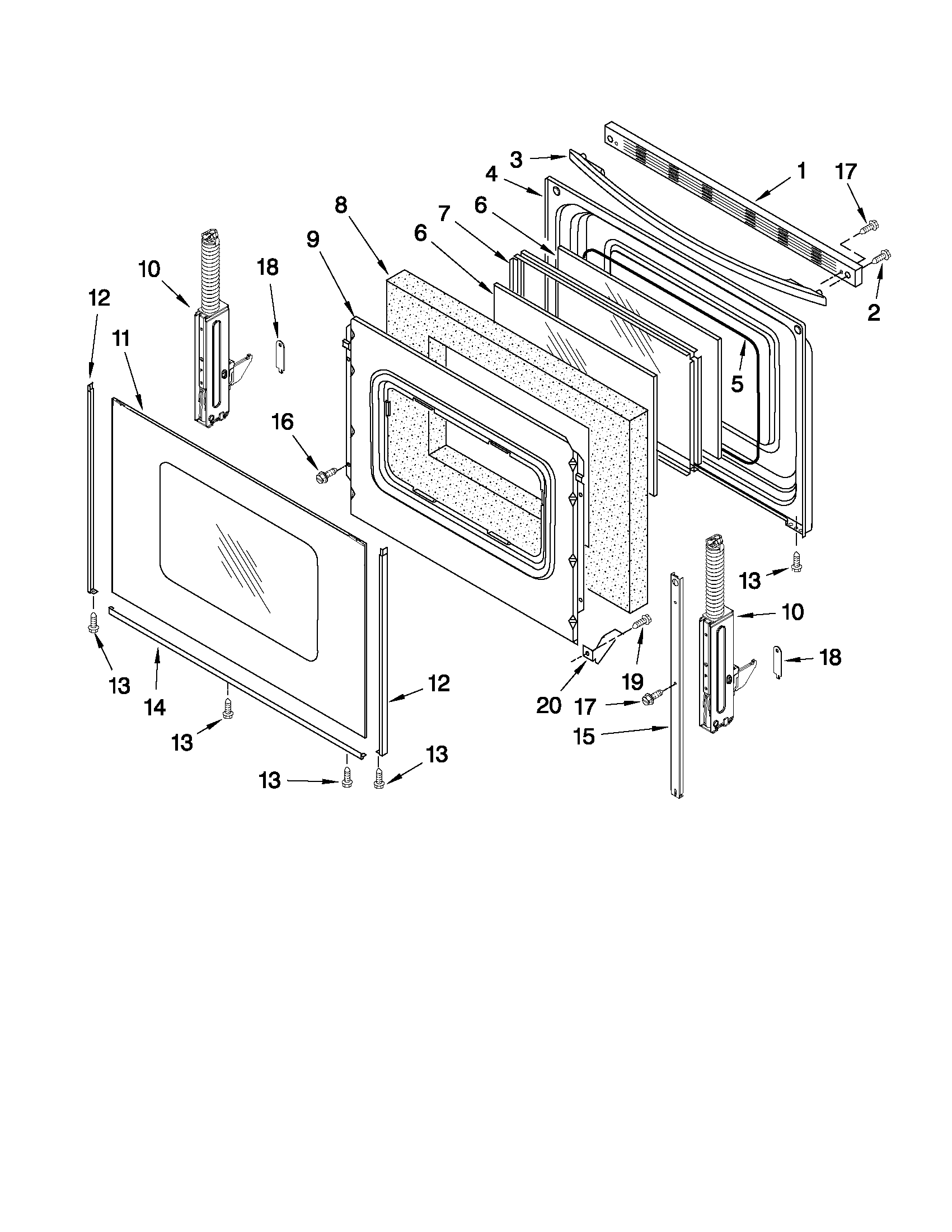 Whirlpool WFE371LVT0 door parts diagram