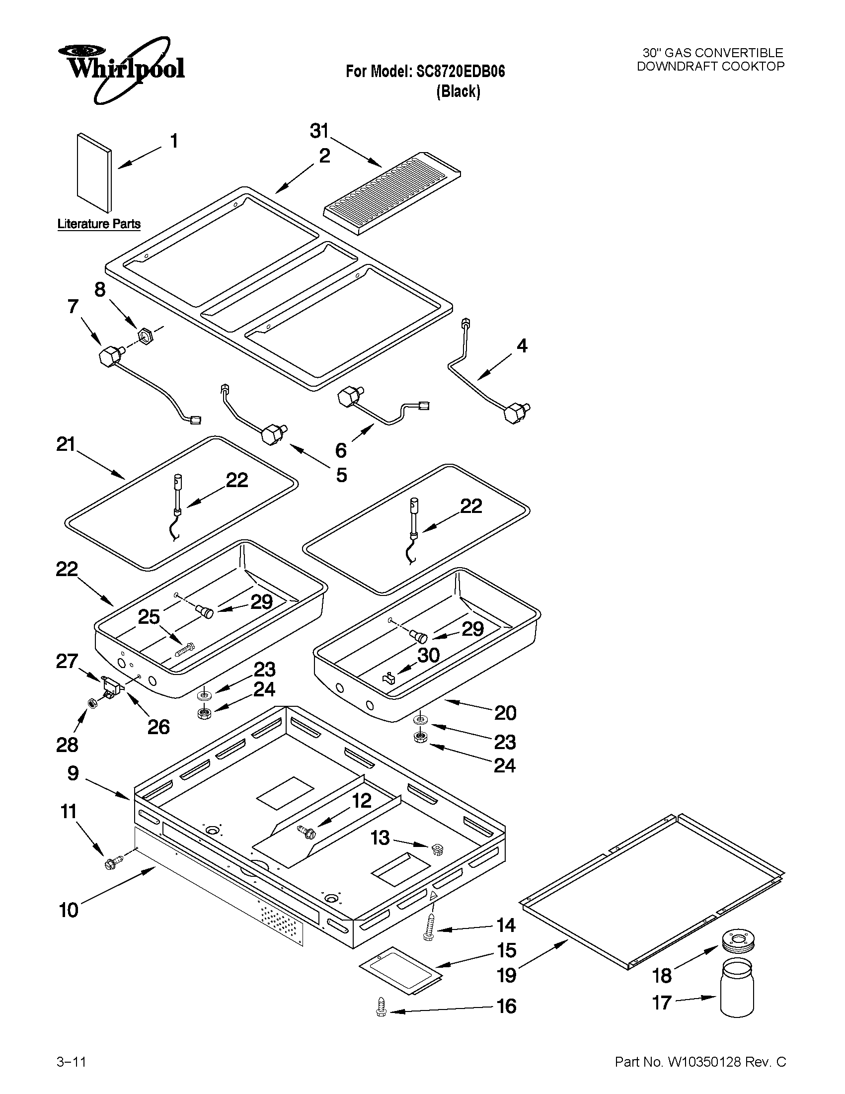 Whirlpool SC8720EDB06 body parts diagram