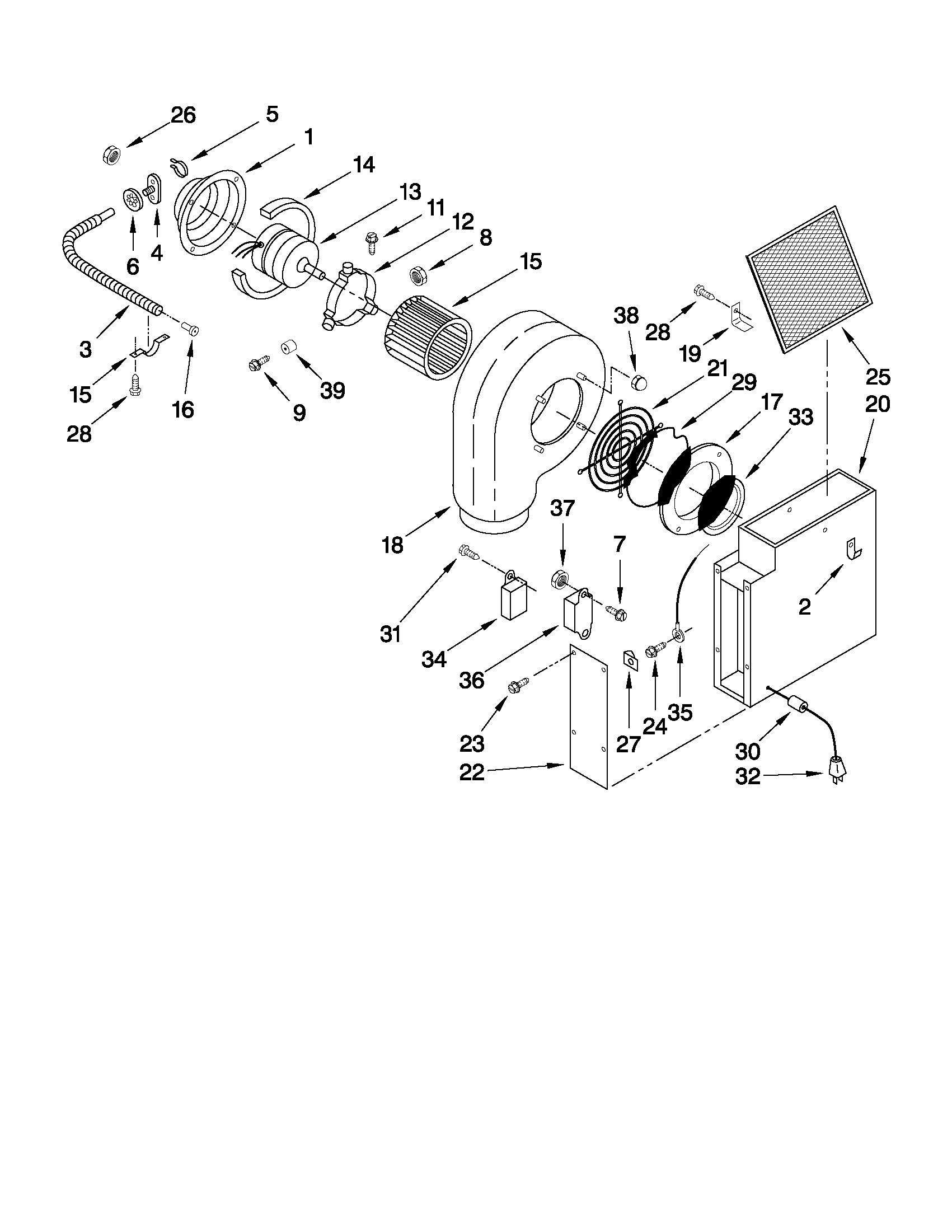 Whirlpool SC8720EDB06 blower parts diagram