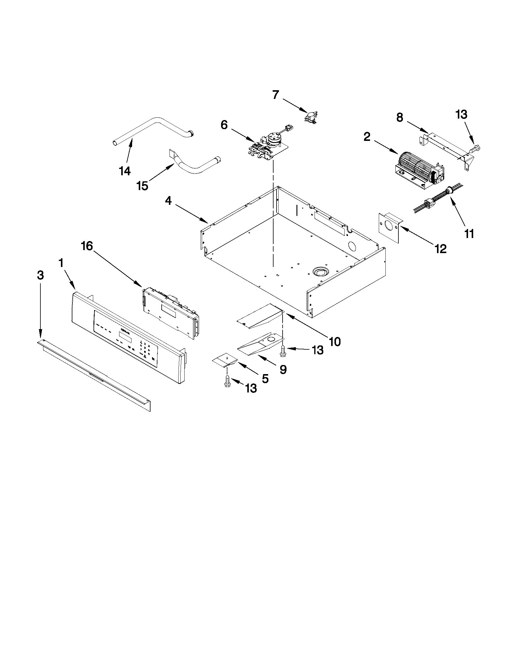 Jenn-Air JJW9427DDS11 control panel and internal controls diagram