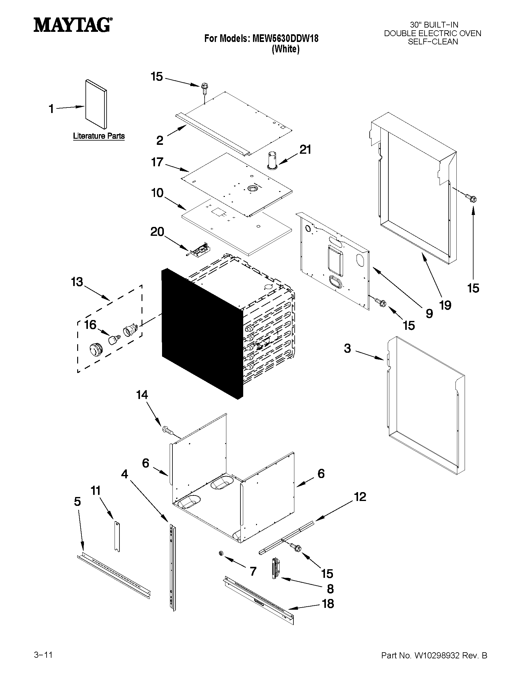 Maytag MEW5630DDW18 oven parts diagram