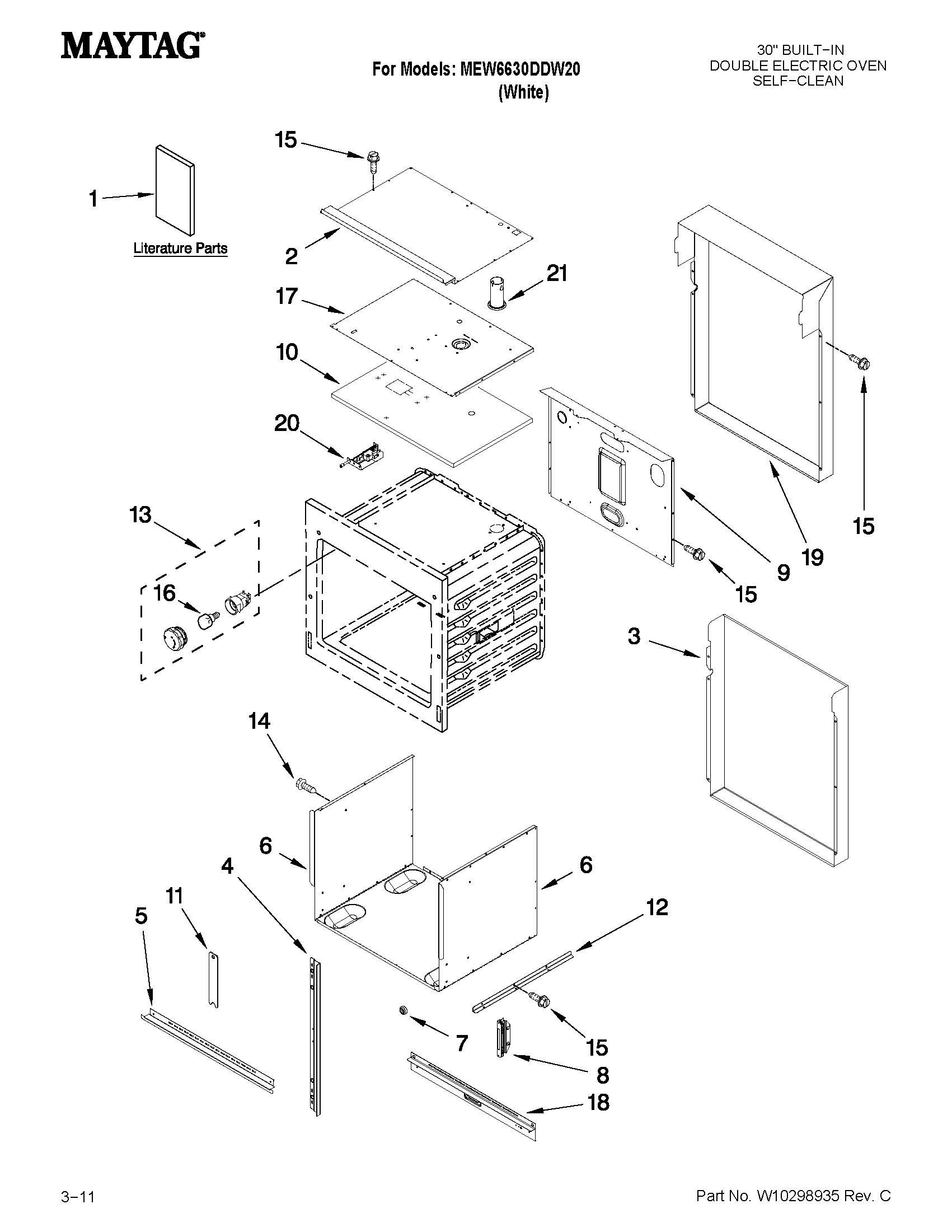 Maytag MEW6630DDW20 oven parts diagram