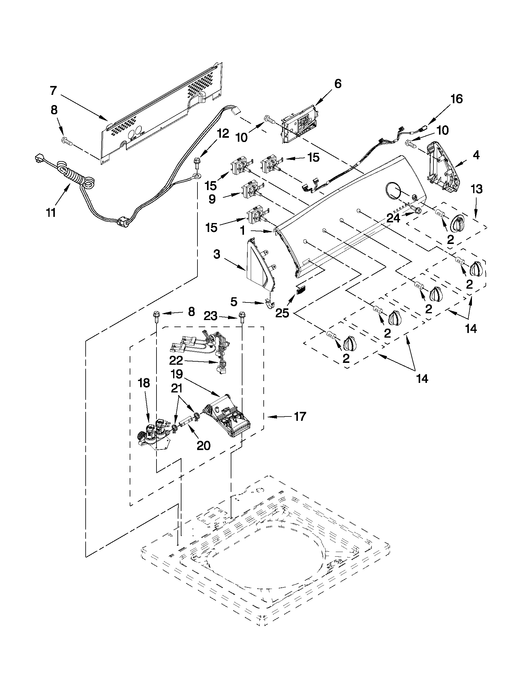 Maytag 7MMVWC400YW0 console and water inlet parts diagram