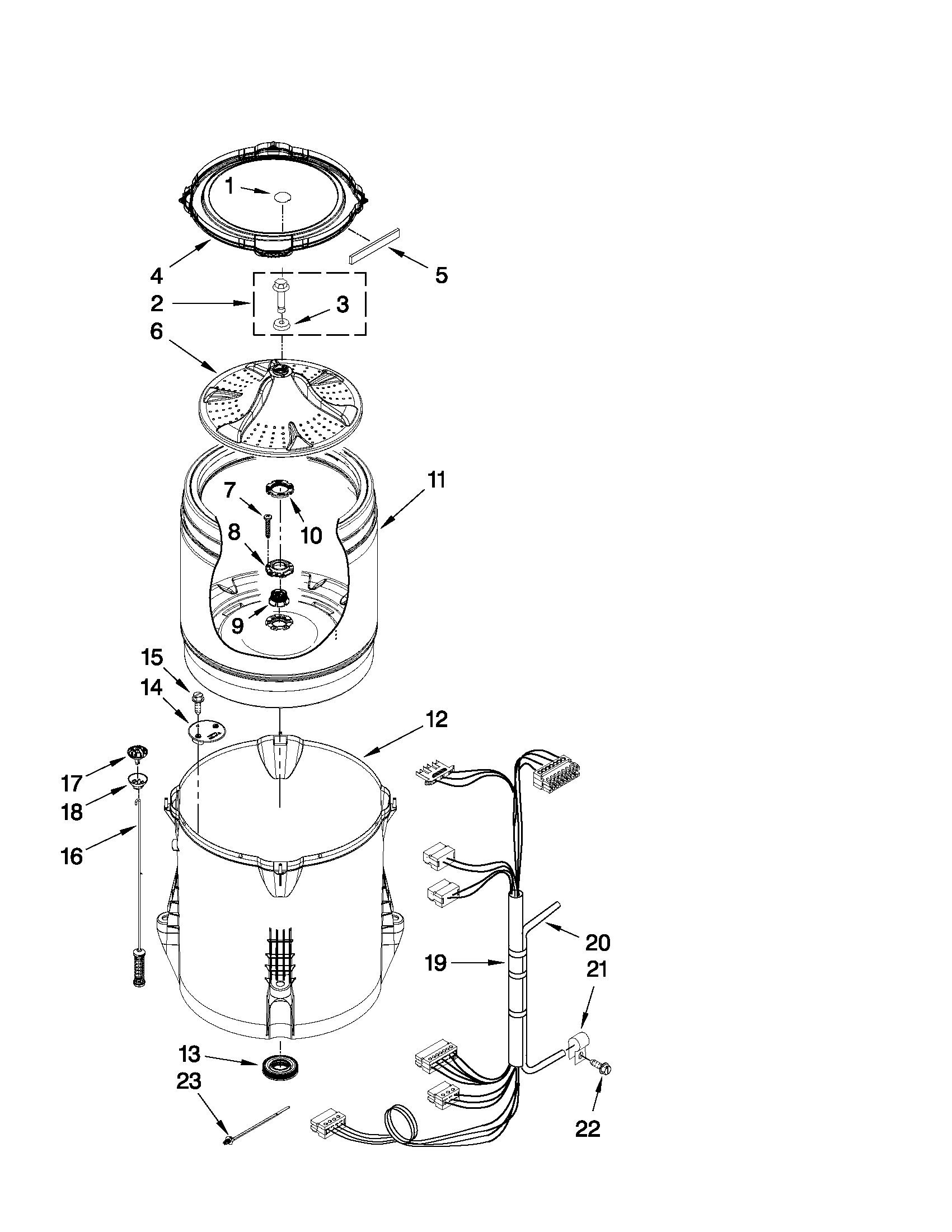 Maytag 7MMVWC400YW0 basket and tub parts diagram