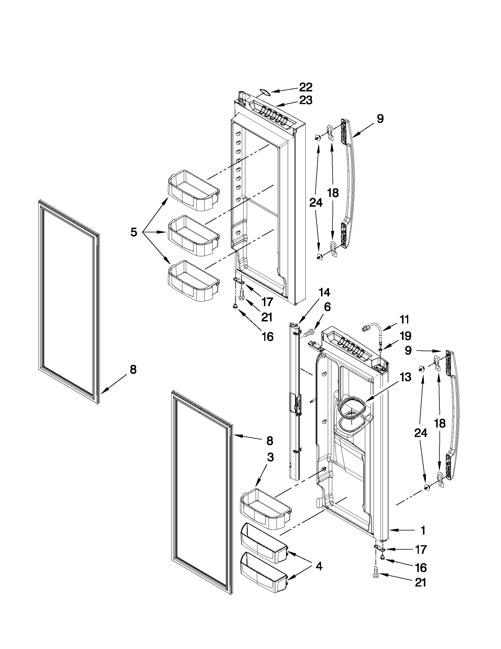 Maytag MFI2665XEM3 refrigerator door parts diagram