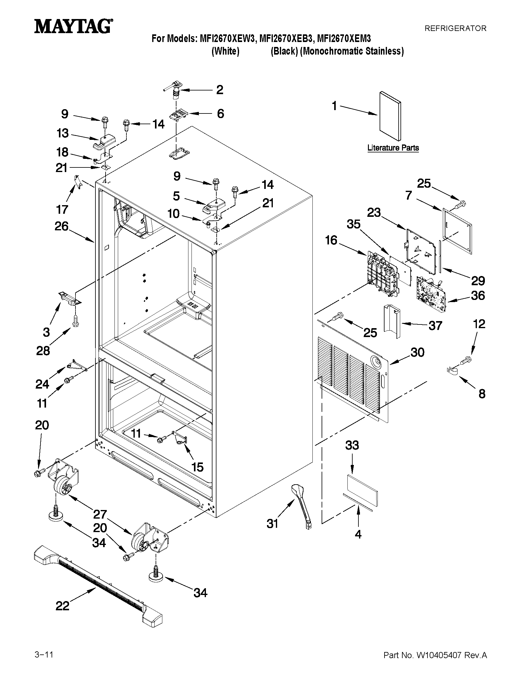 Maytag MFI2670XEM3 cabinet parts diagram
