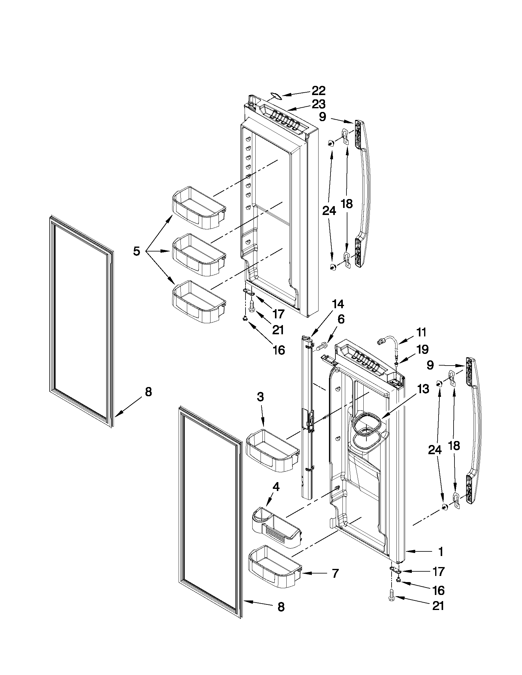 Maytag MFI2670XEM3 refrigerator door parts diagram