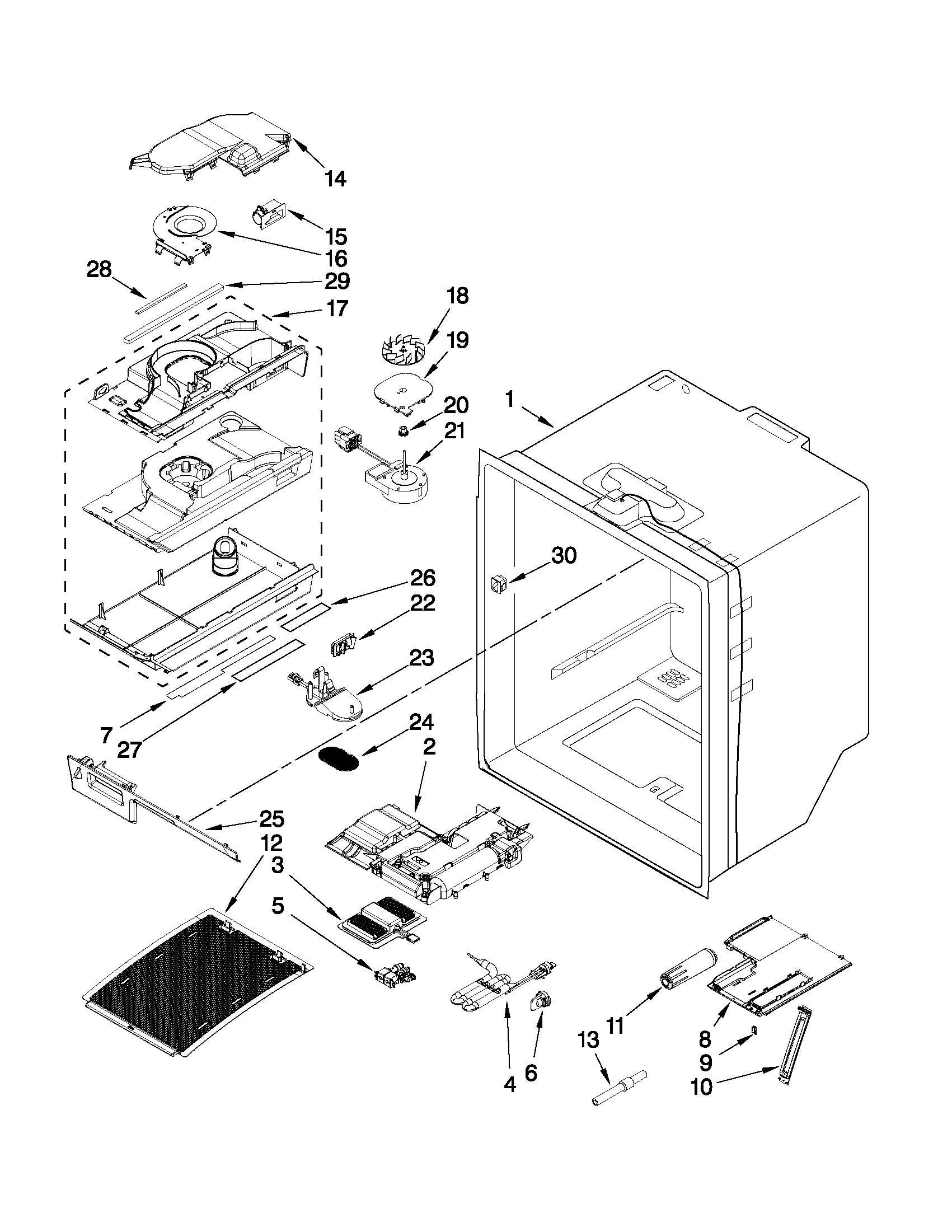 Whirlpool GI7FVCXWY00 refrigerator liner parts diagram