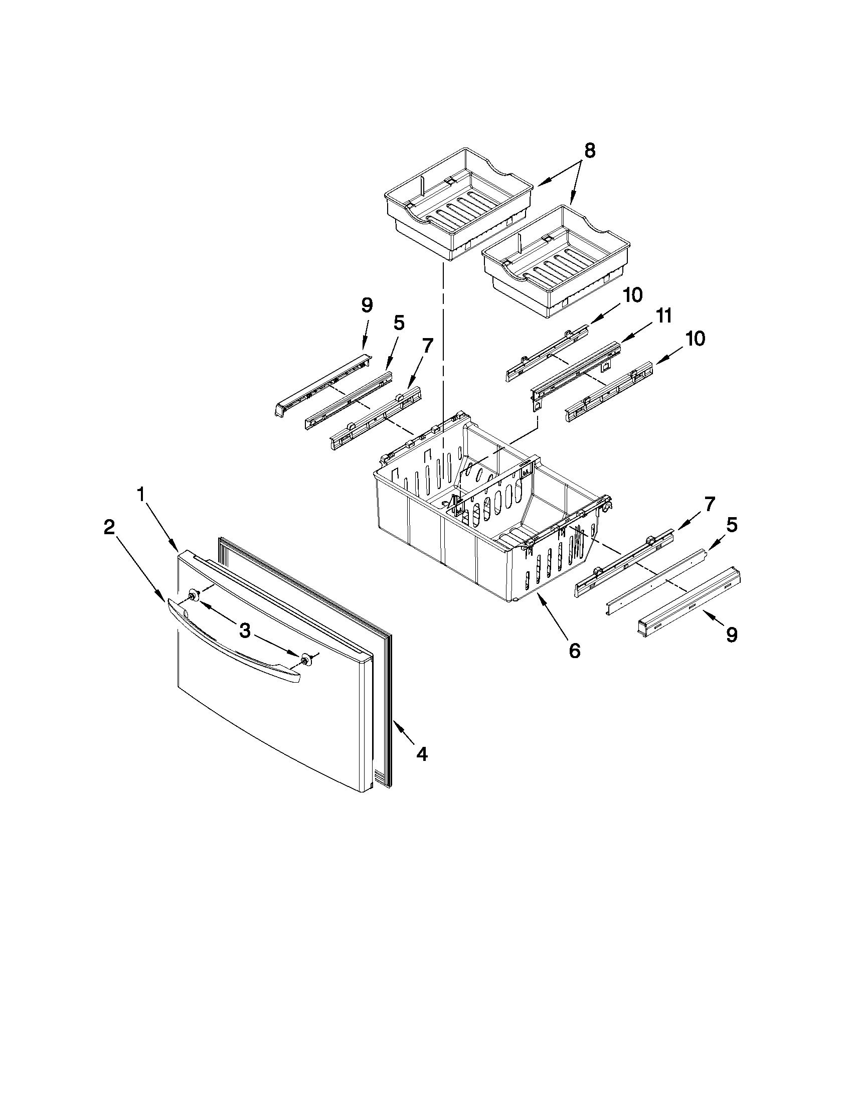 Whirlpool GI7FVCXWY00 freezer door parts diagram