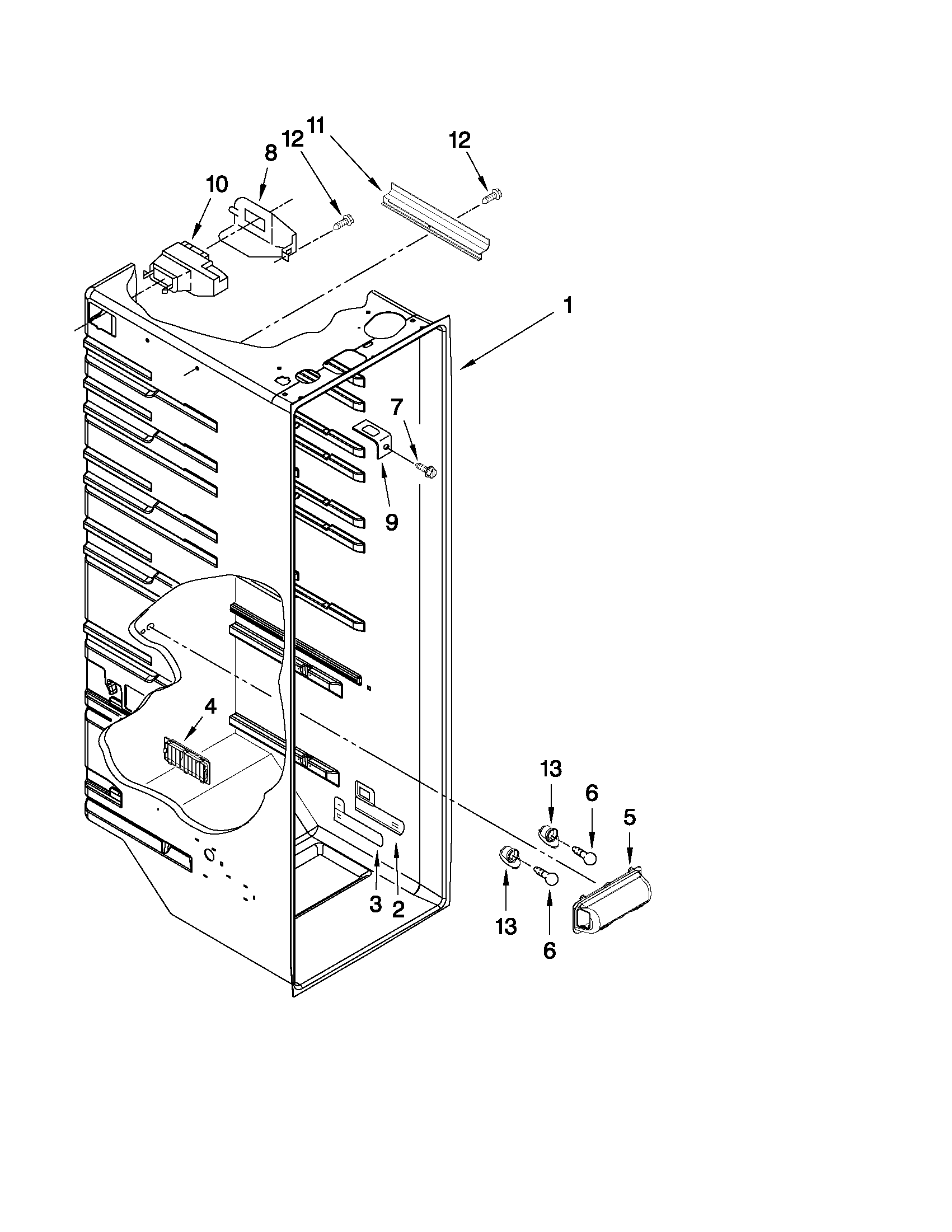 KitchenAid KSRS22MWMS00 refrigerator liner parts diagram
