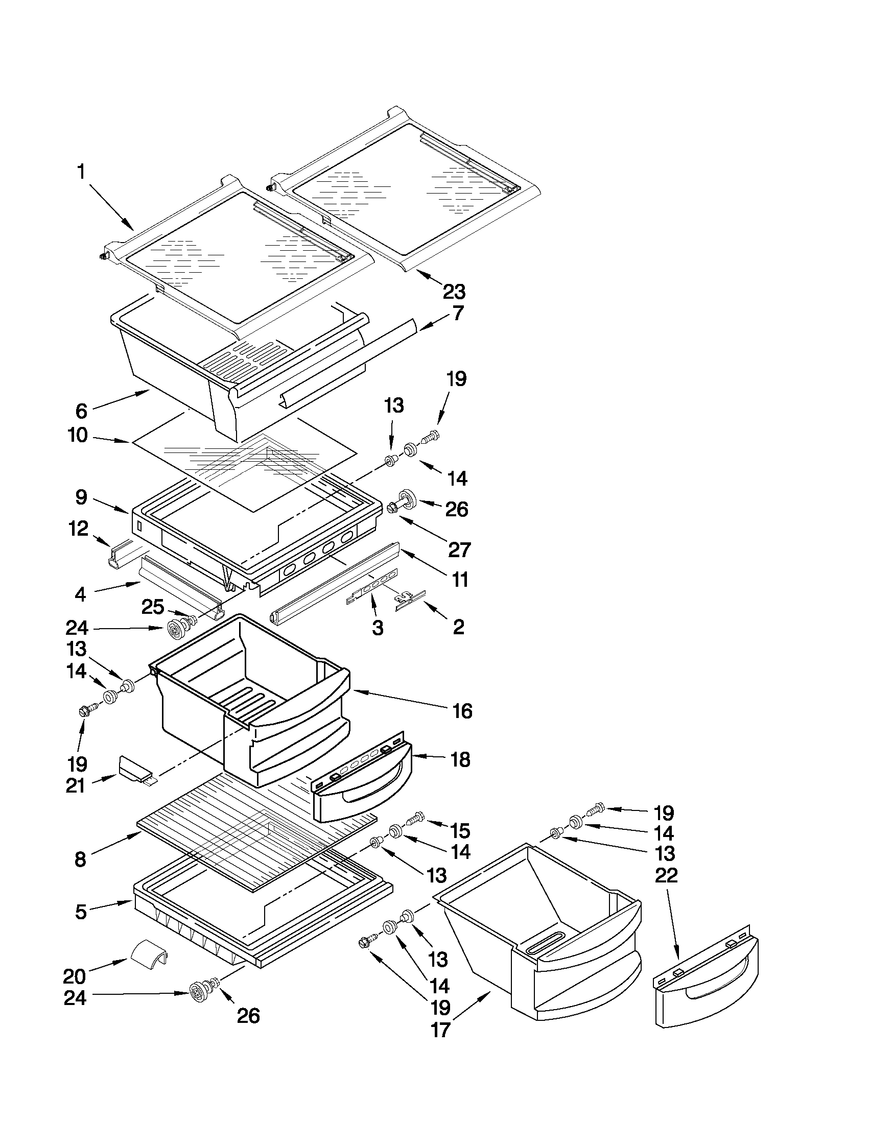 KitchenAid KSRS22MWMS00 refrigerator shelf parts diagram