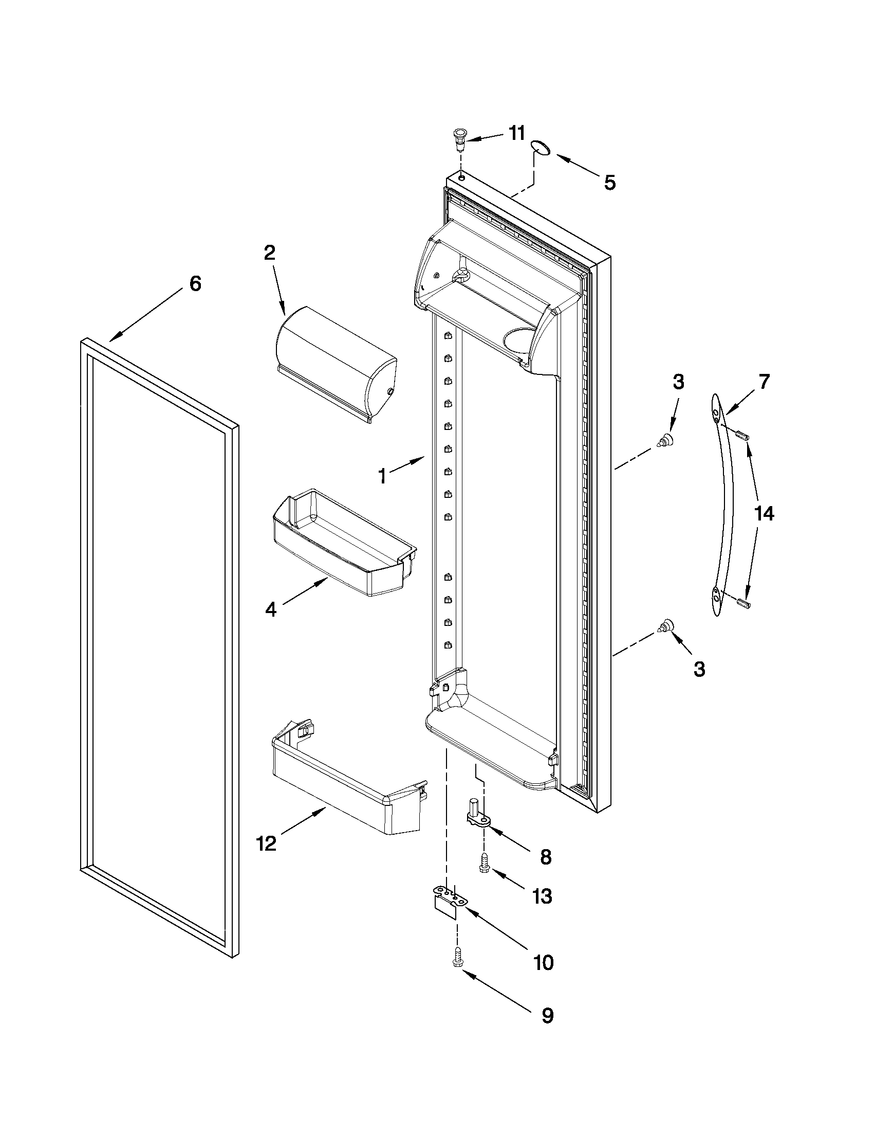 KitchenAid KSRS22MWMS00 refrigerator door parts diagram