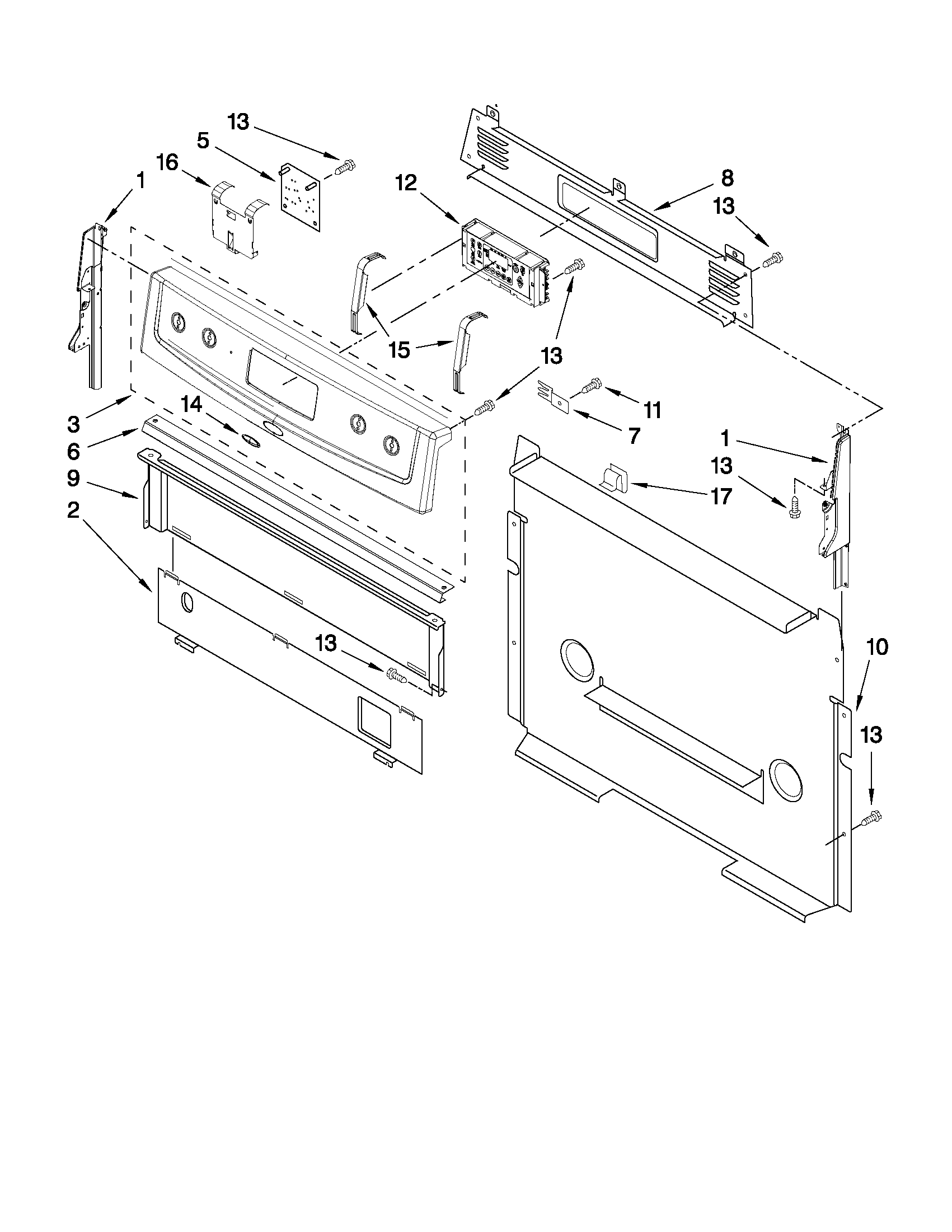 Whirlpool WFG361LVQ2 control panel parts diagram