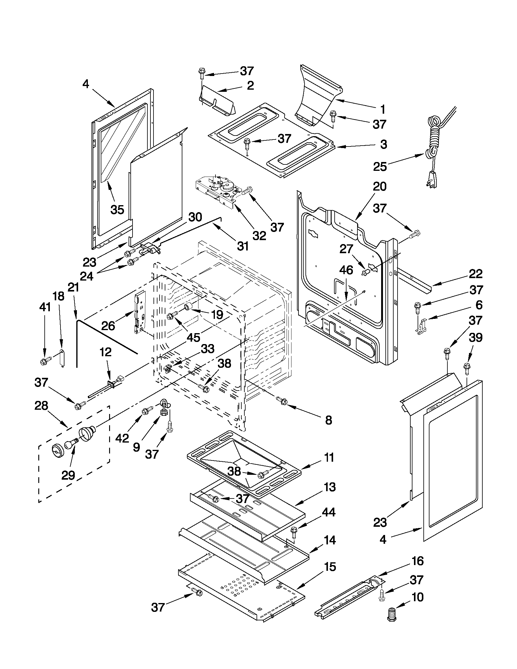 Whirlpool WFG361LVQ2 chassis parts diagram