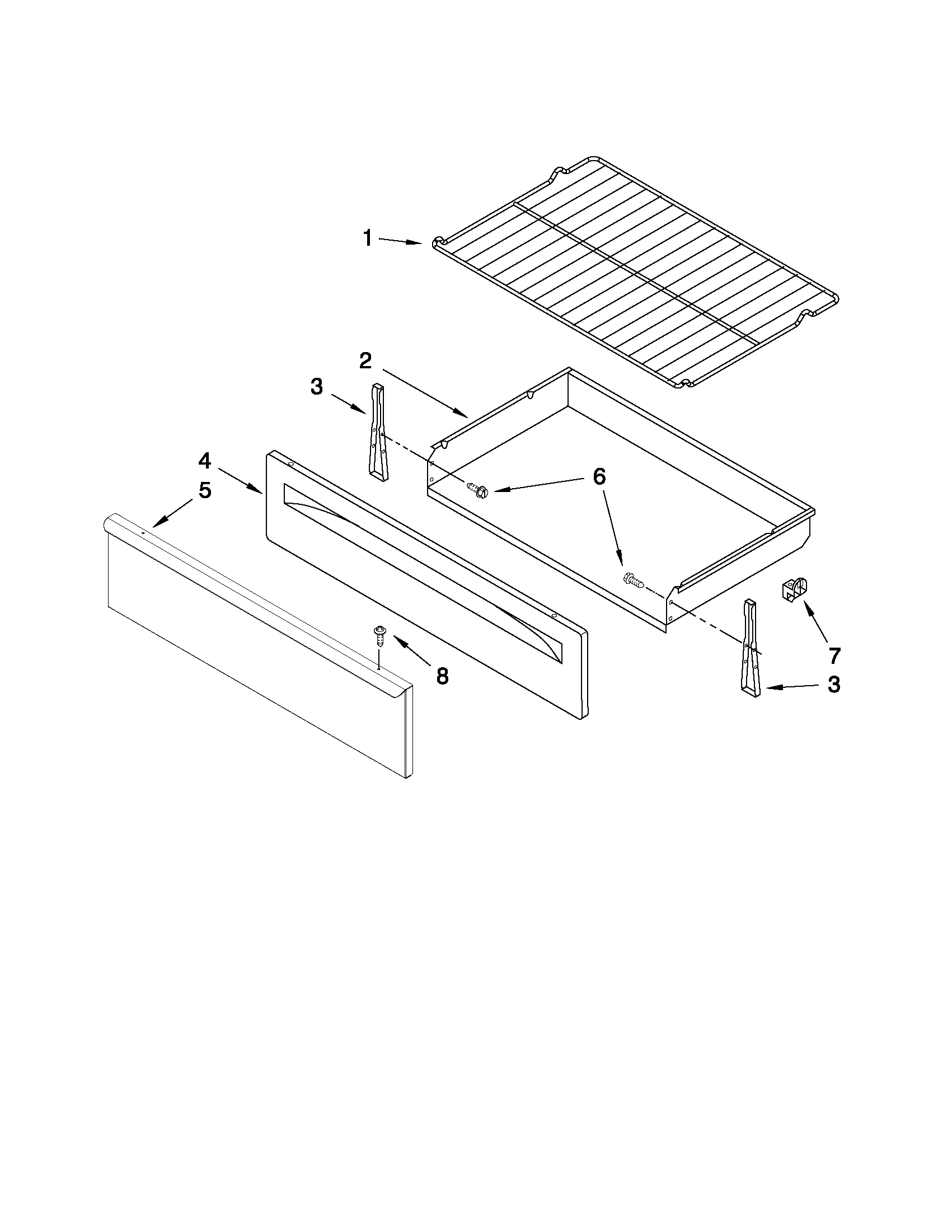 Whirlpool WFG361LVQ2 drawer & broiler parts diagram