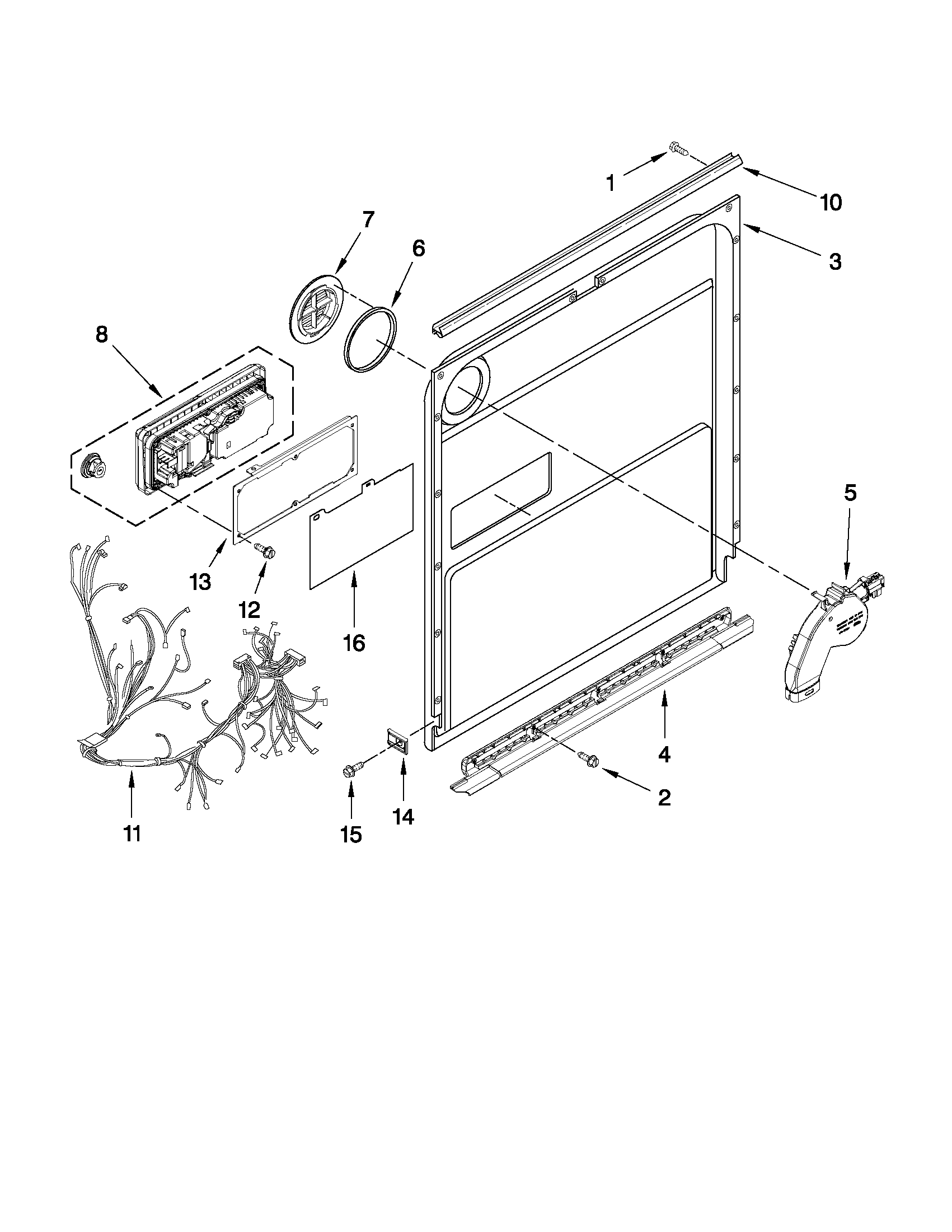 KitchenAid KUDC10FXBL2 inner door parts diagram