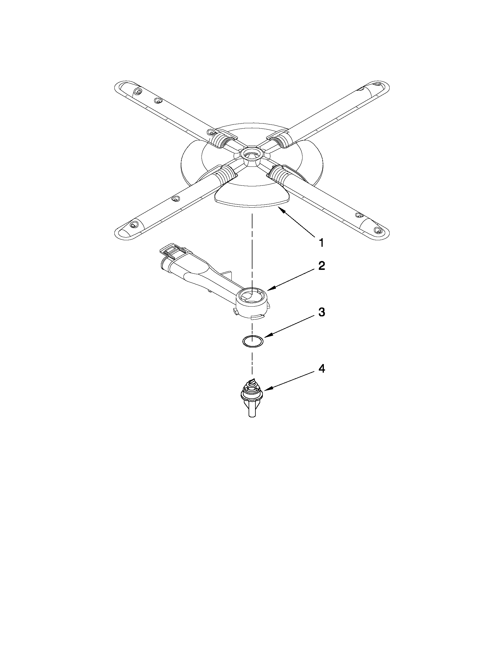KitchenAid KUDC10FXBL2 lower washarm and strainer parts diagram