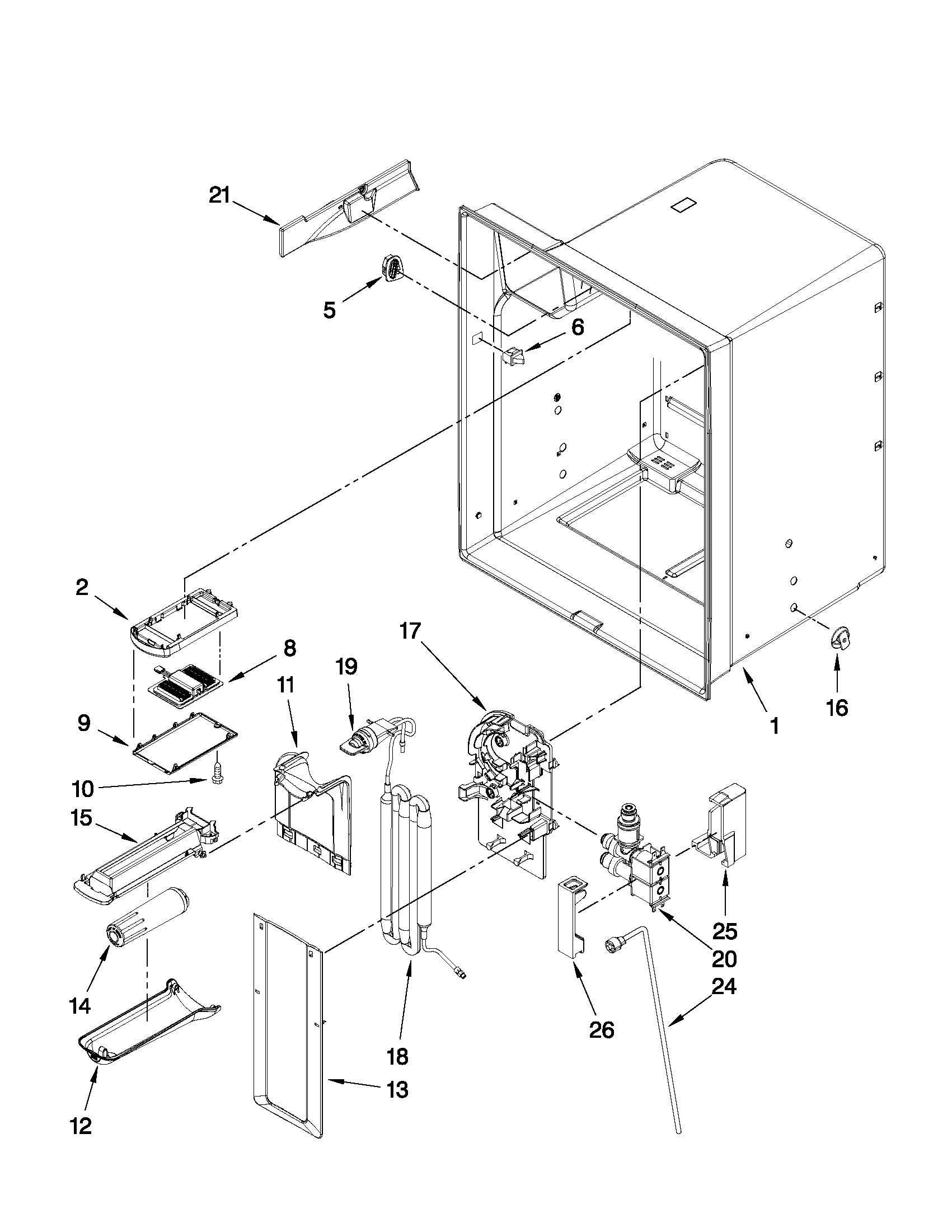 Whirlpool GI6FDRXXQ03 refrigerator liner parts diagram