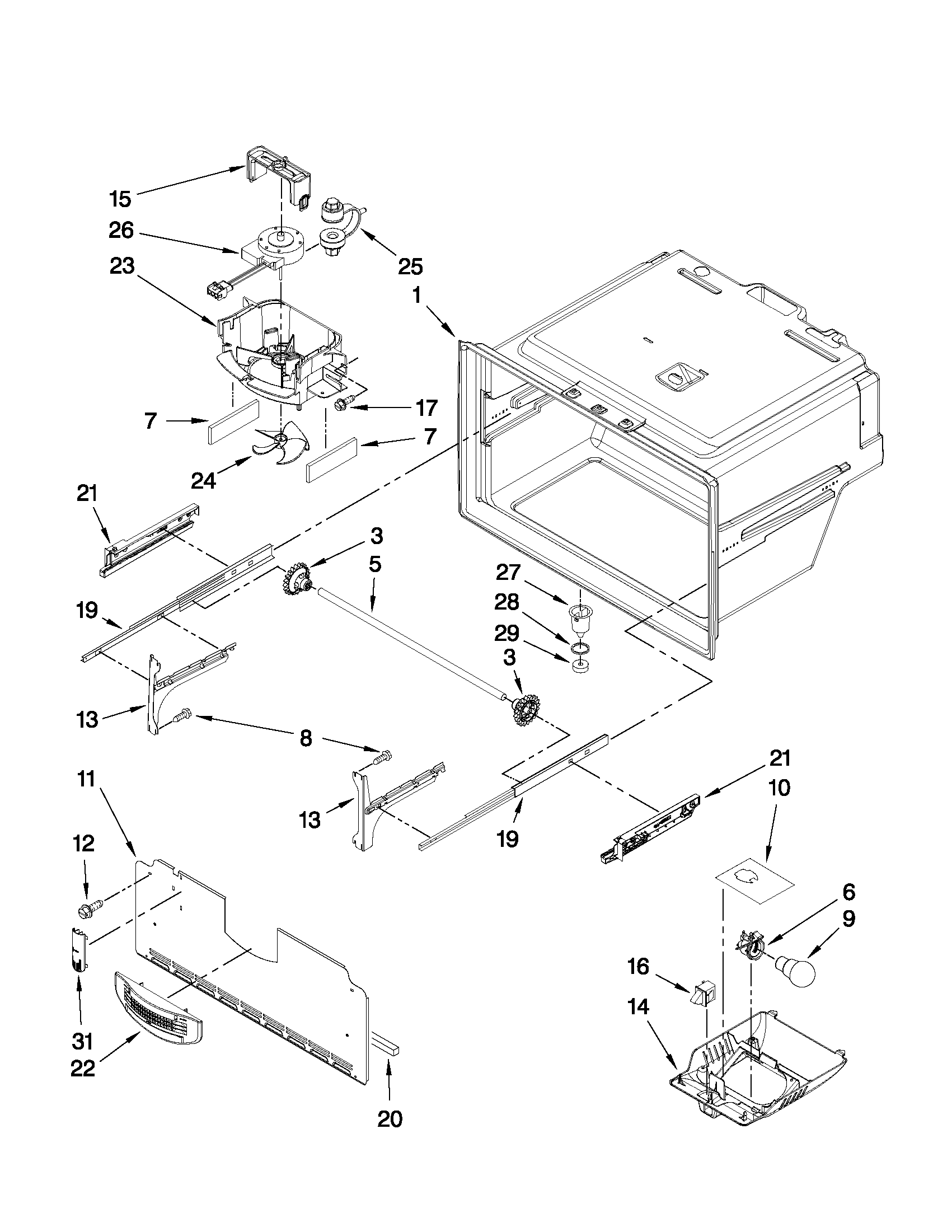 Whirlpool GI6FDRXXQ03 freezer liner parts diagram