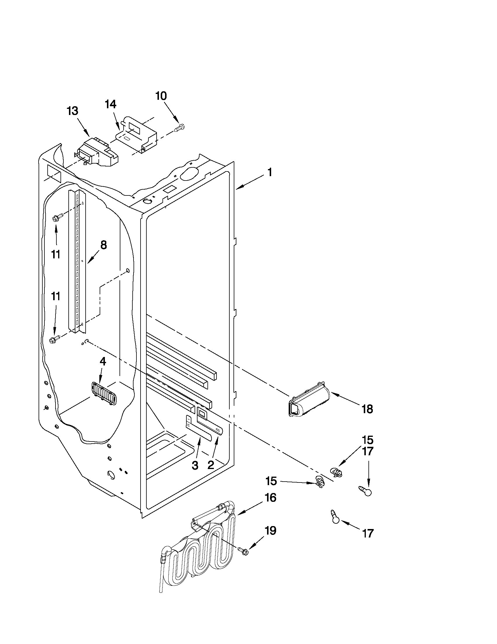 Maytag MSD2559XEW01 refrigerator liner parts diagram